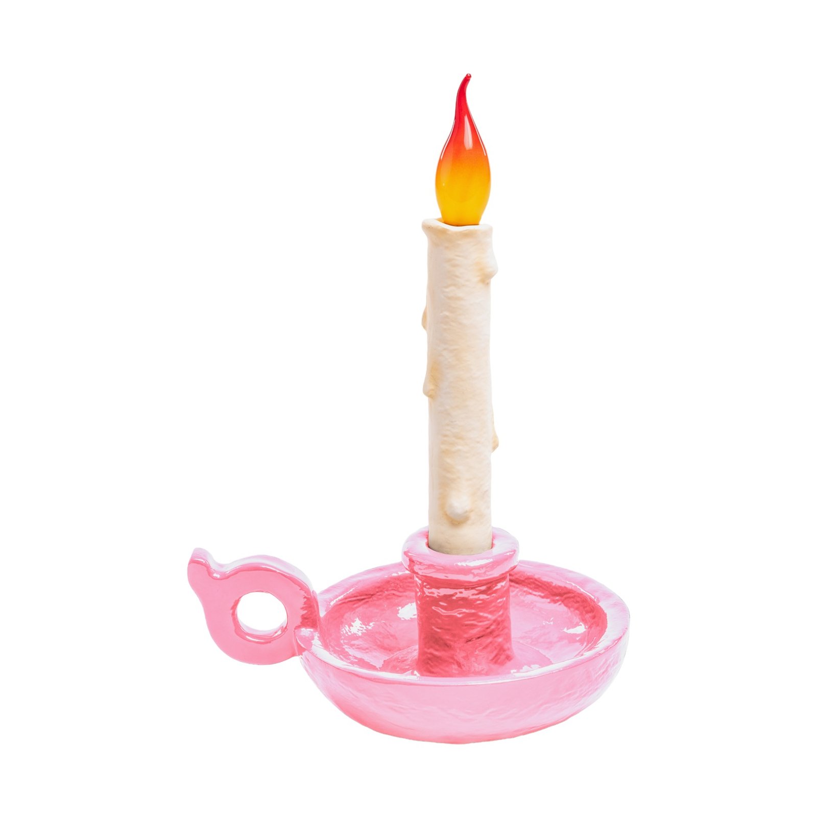 Lampe de table déco LED Grimm Bugia bougie rose