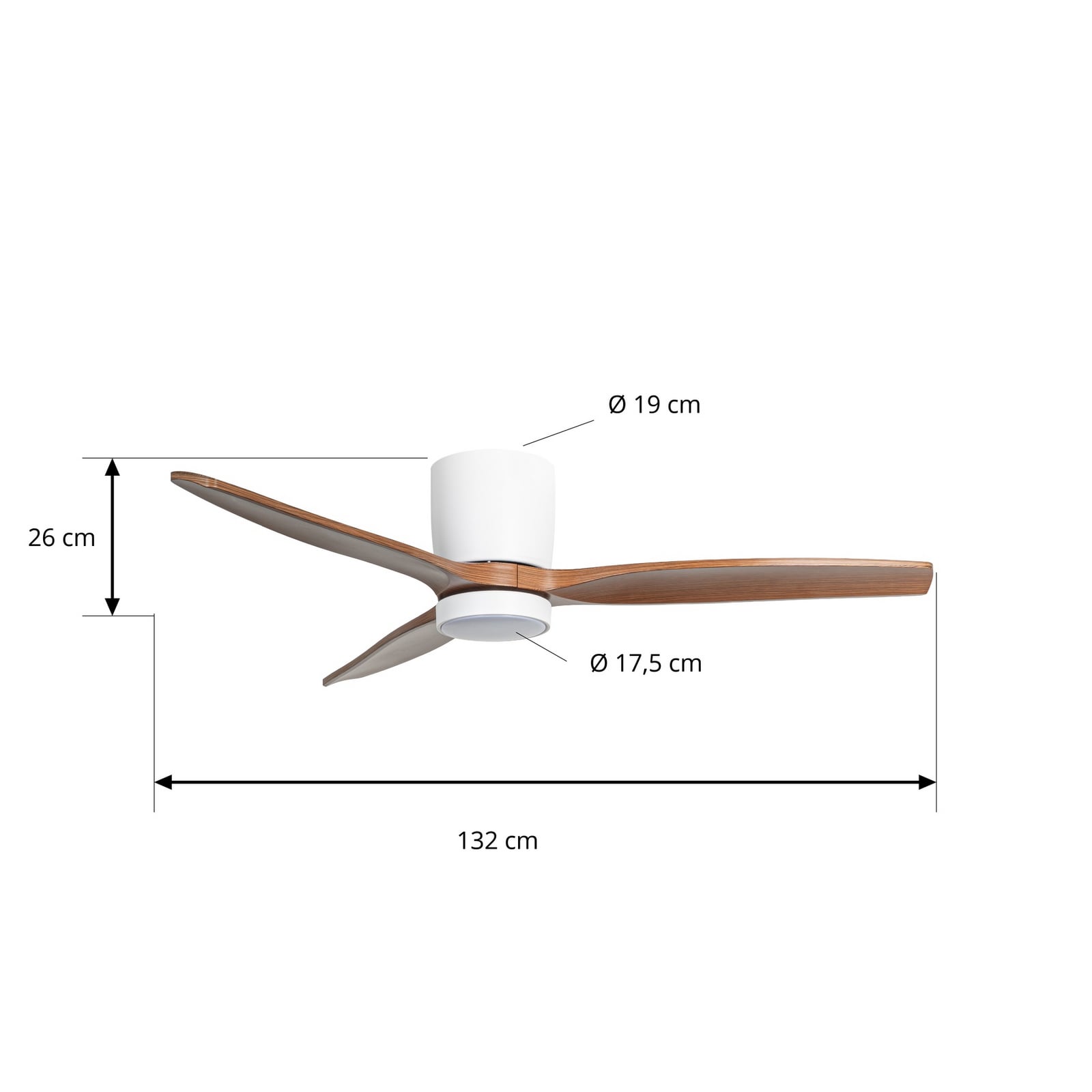 Ventilatore da soffitto LED Faipari, DC, 132 cm, bianco / legno scuro - Lucande Ventilatore da soffitto LED Faipari, DC, 132 cm, bianco / legno scuro - Lucande