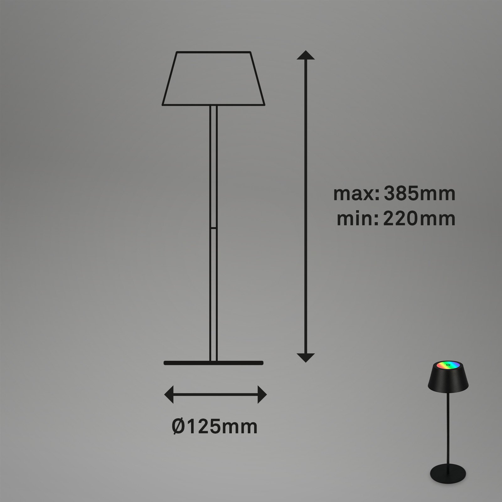 LED-bordslampa Kiki med uppladdningsbart batteri RGBW, svart