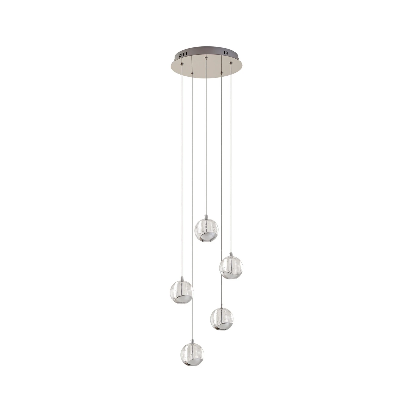 Lucande LED rippvalgusti Hayley, Ø 30 cm, 5-valgusti, kroom, klaas