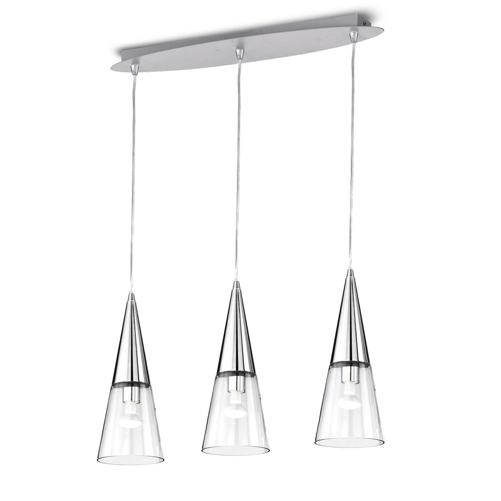 Hanglamp Cono 3-lamps chroom/transparant