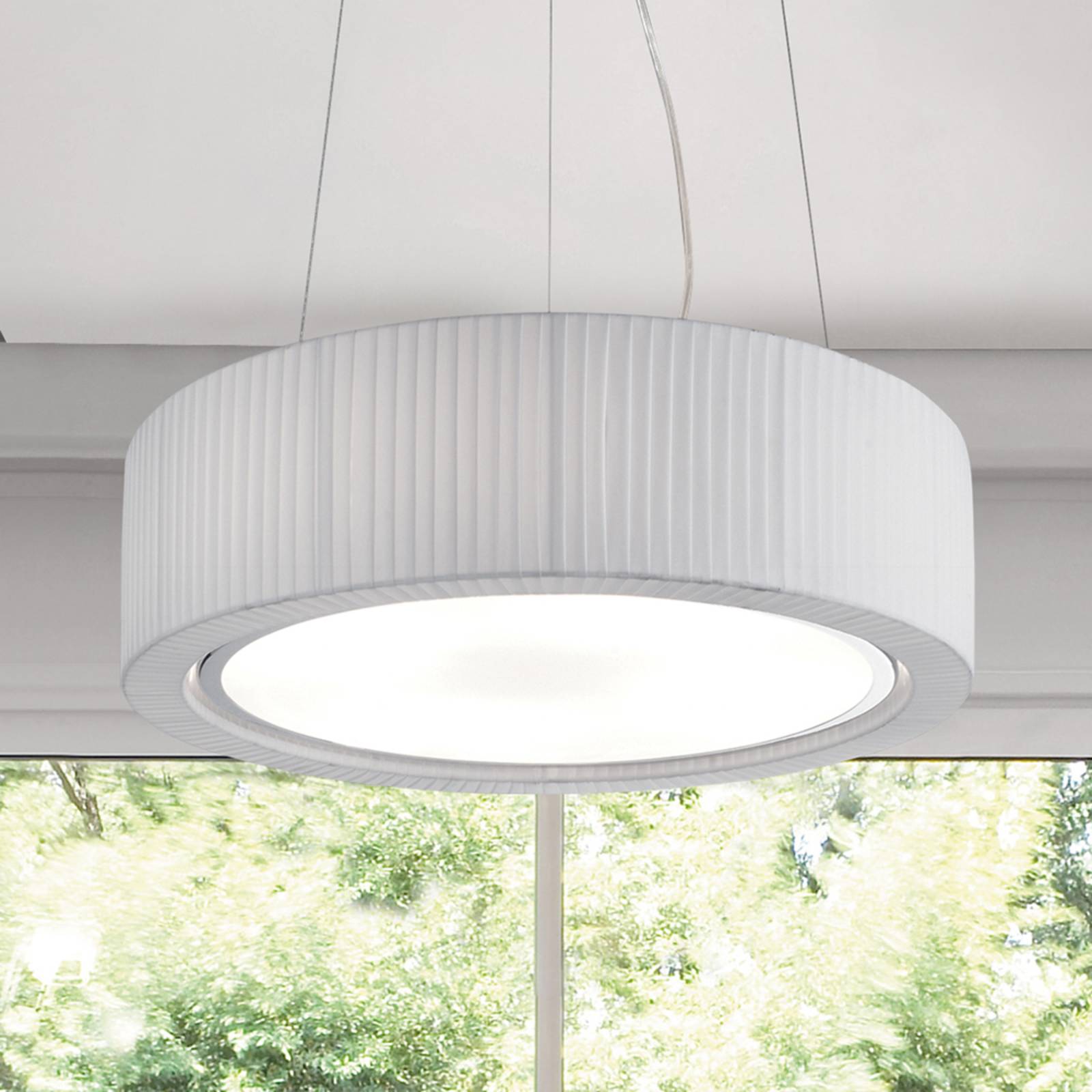 Bover Urban textiel-hanglamp, wit, Ø 60 cm