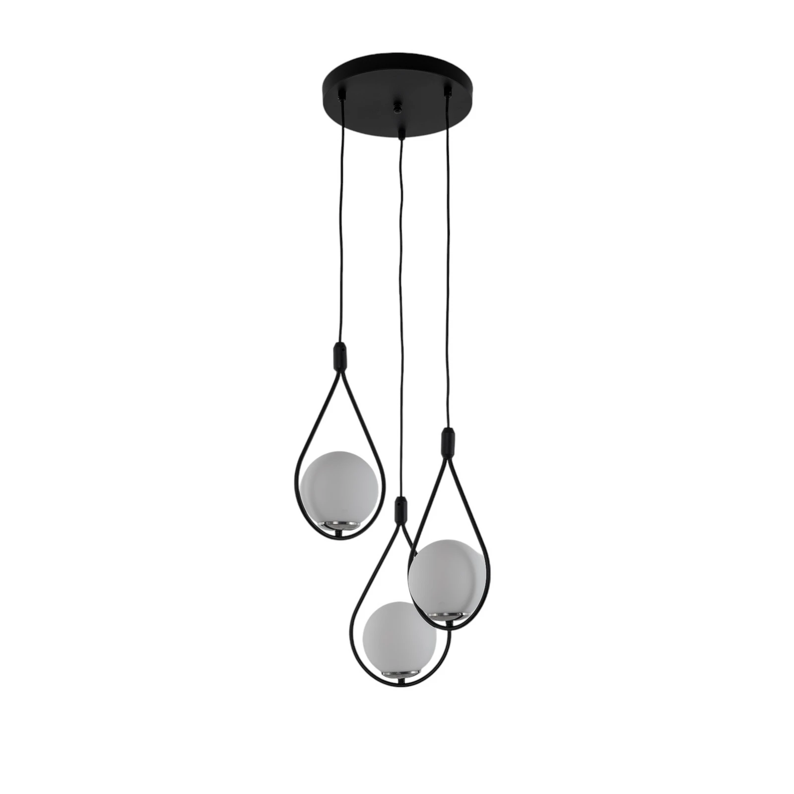 Hänglampa Mudoni MR-938 3 lampor rund svart/opalglas