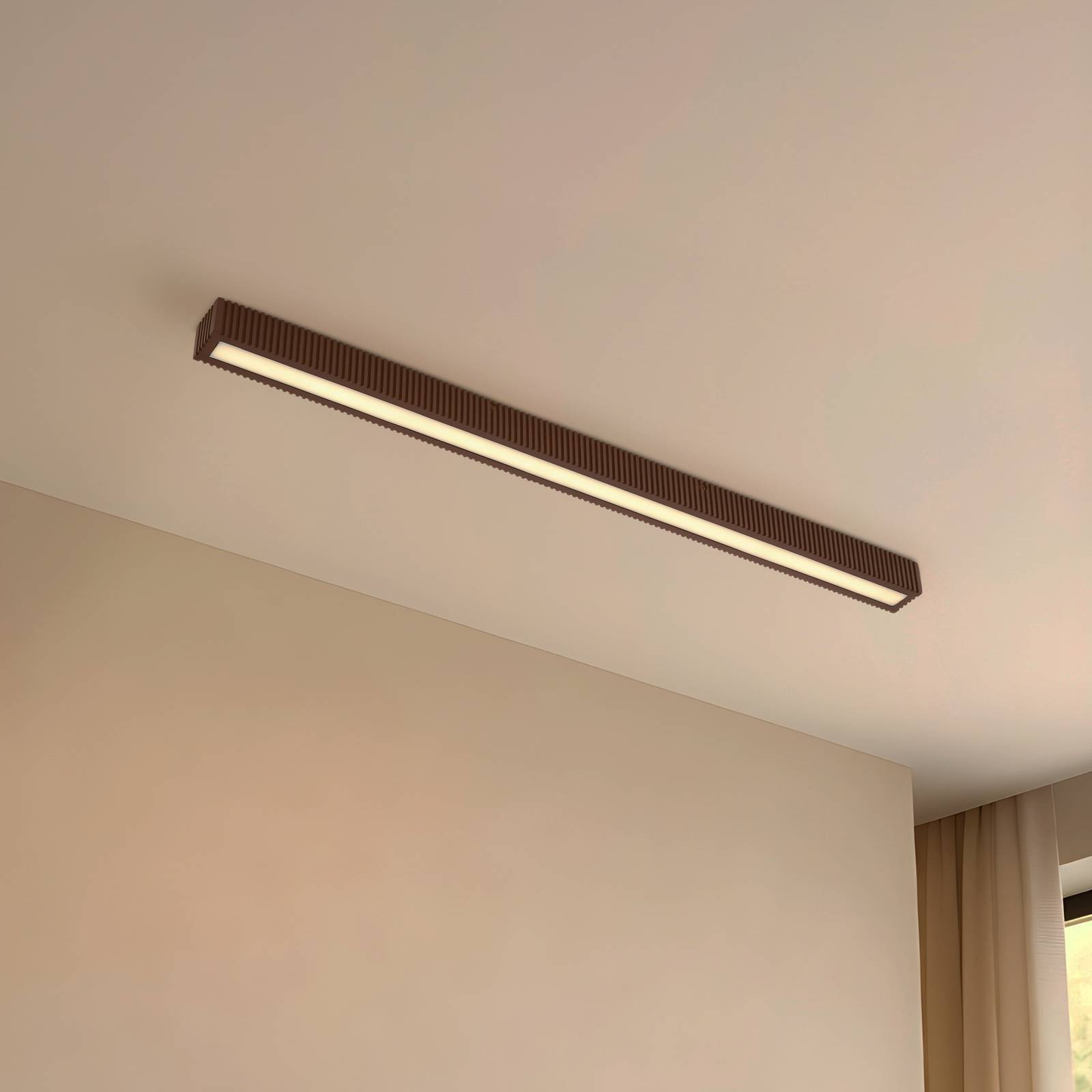 Lucande LED-Deckenleuchte Emara, holz dunkel, Eiche, dimmbar günstig online kaufen