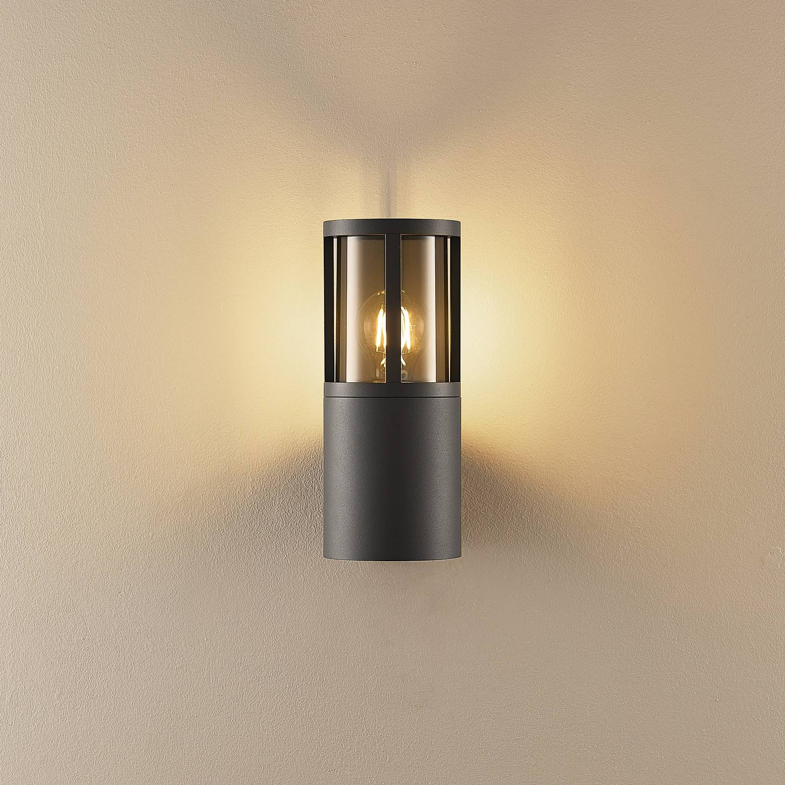 Außenwandlampe Facado II, grau/rauchgrau Ø 11 cm IP65 Metall günstig online kaufen