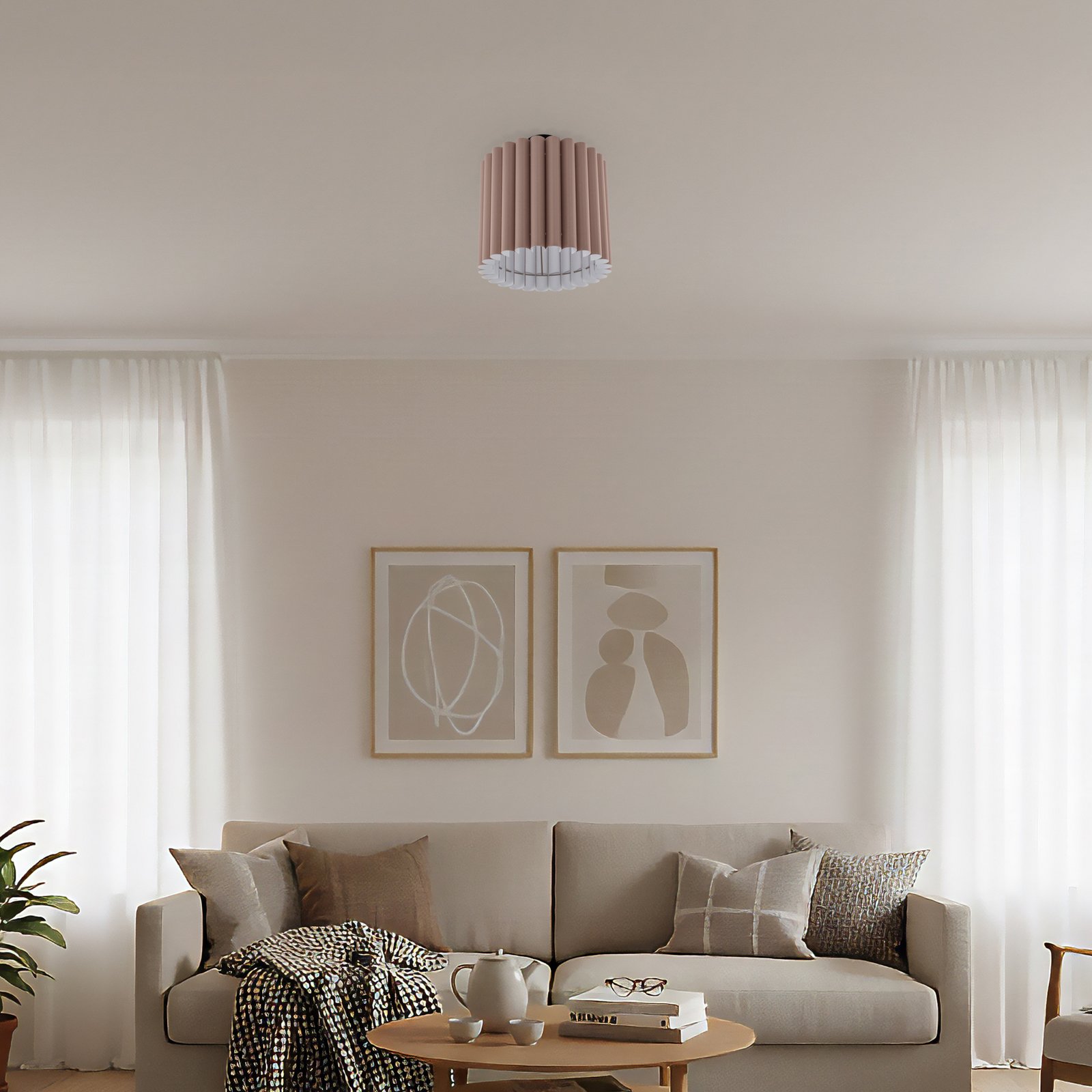 Lampa sufitowa Aria, capucino, mikrofibra, E27