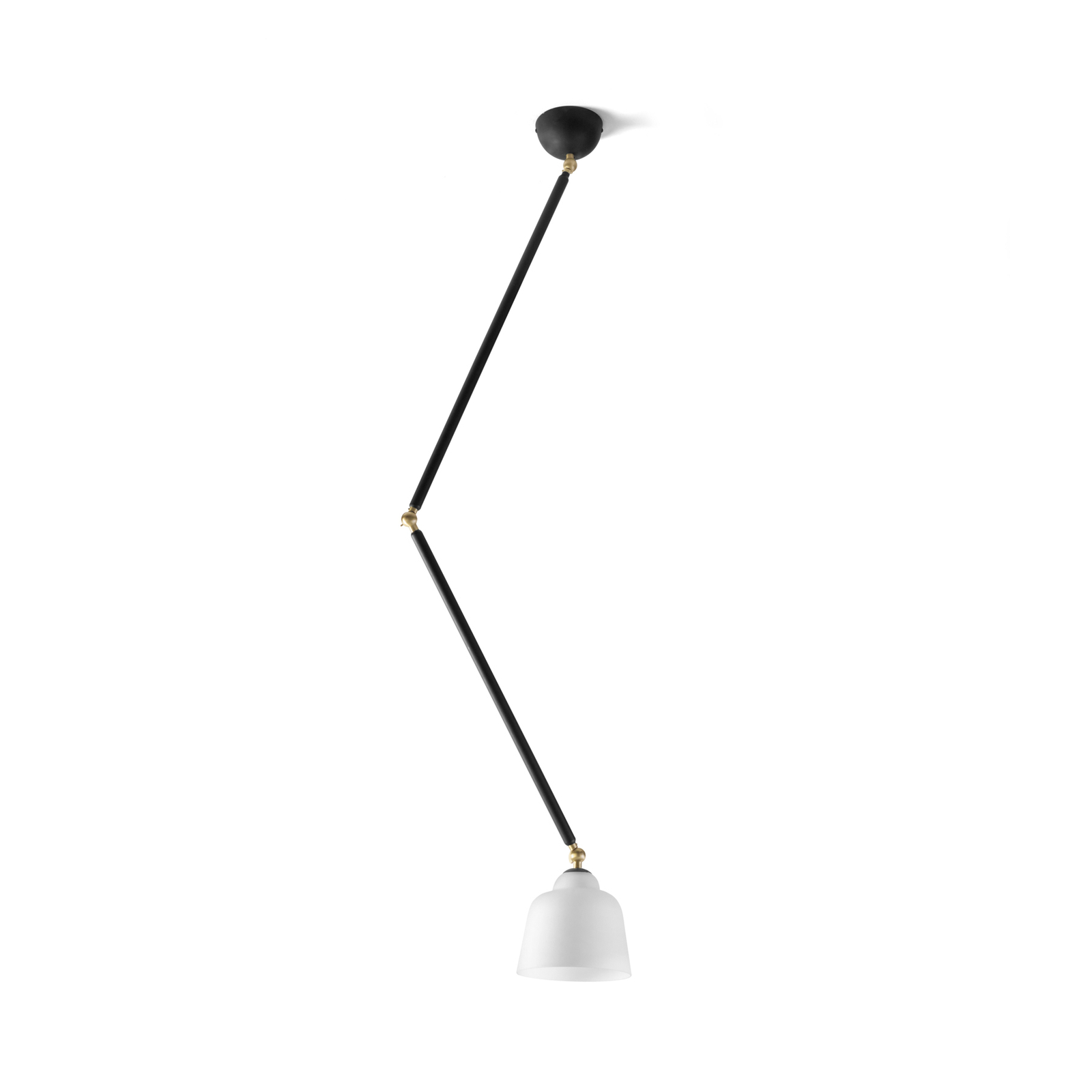 Neoretro wandlamp, zwart/melkachtig, gewrichten, metaal, glas