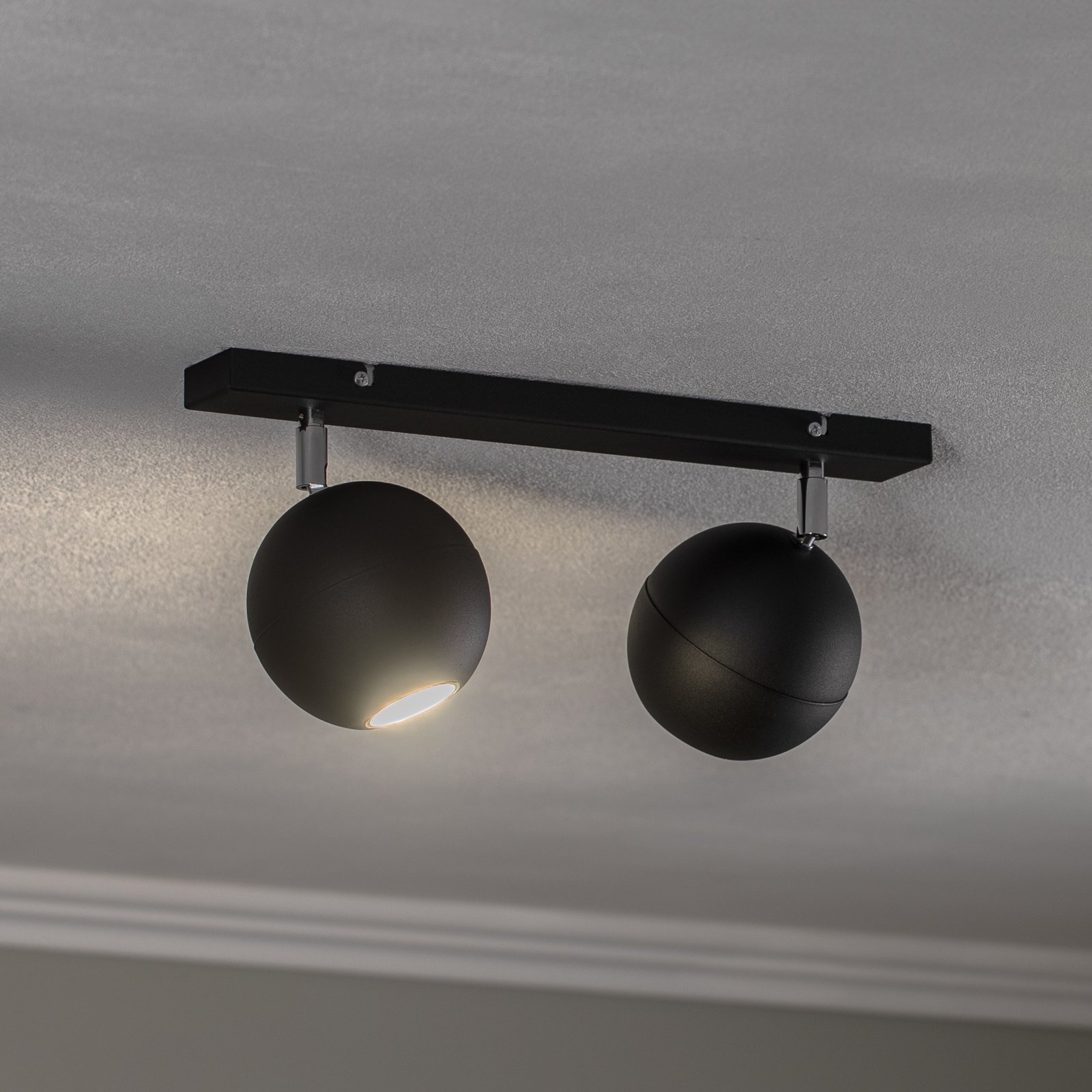 Faretto da soffitto Midnight in nero 2 luci