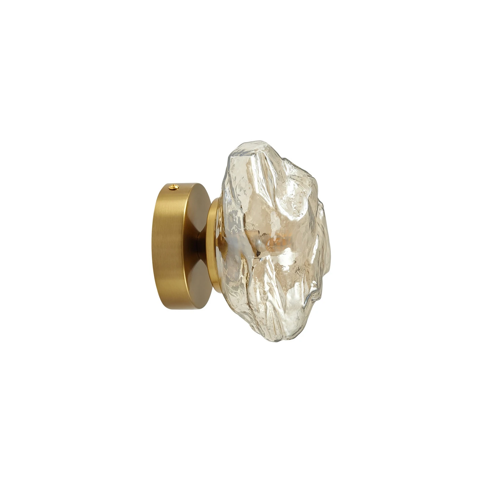 Lindby applique murale Piatra, ambre/laiton, verre, Ø 16 cm, G9