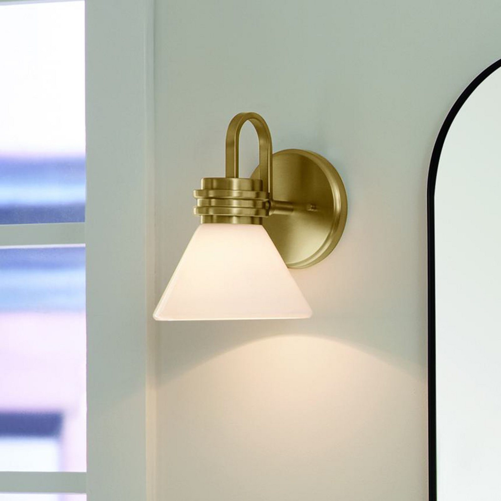 Aplique de pared Farum 1, color bronce, acero, cristal, G9