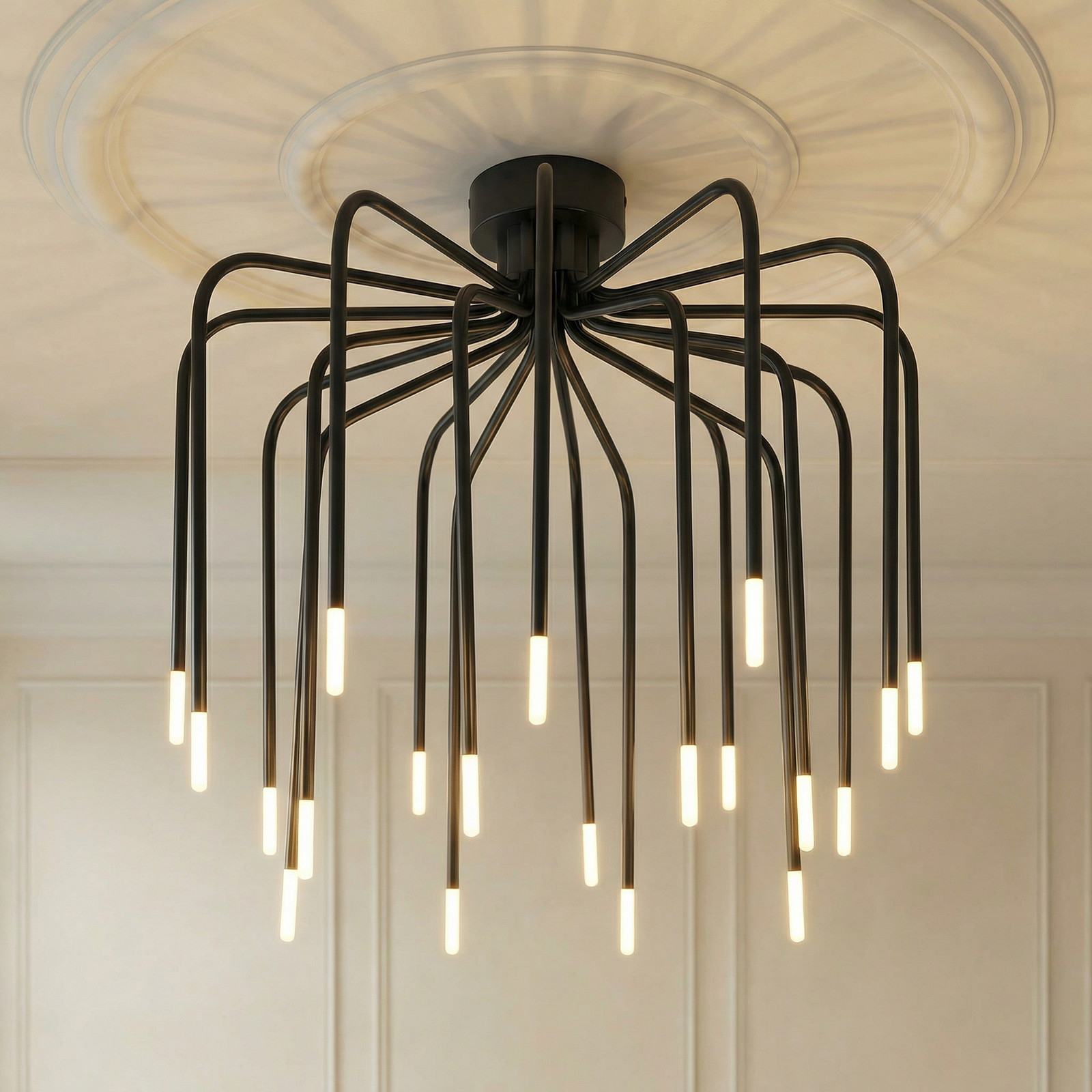 Plafonieră LED Lucande Ariadne Ø57 cm negru mat 20 de becuri - Camera de zi / sufragerie - Modern - negru mat alb - Metal