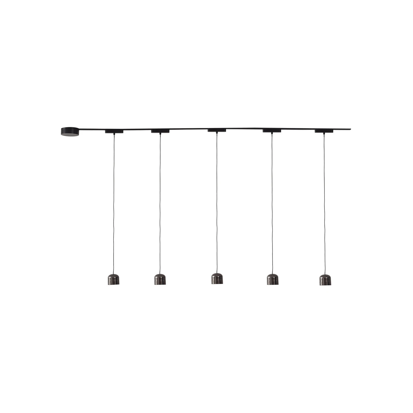 Système de lampes sur rail 48 V Lumaro, pendulaire, cylindre, à 5 lampes, noir