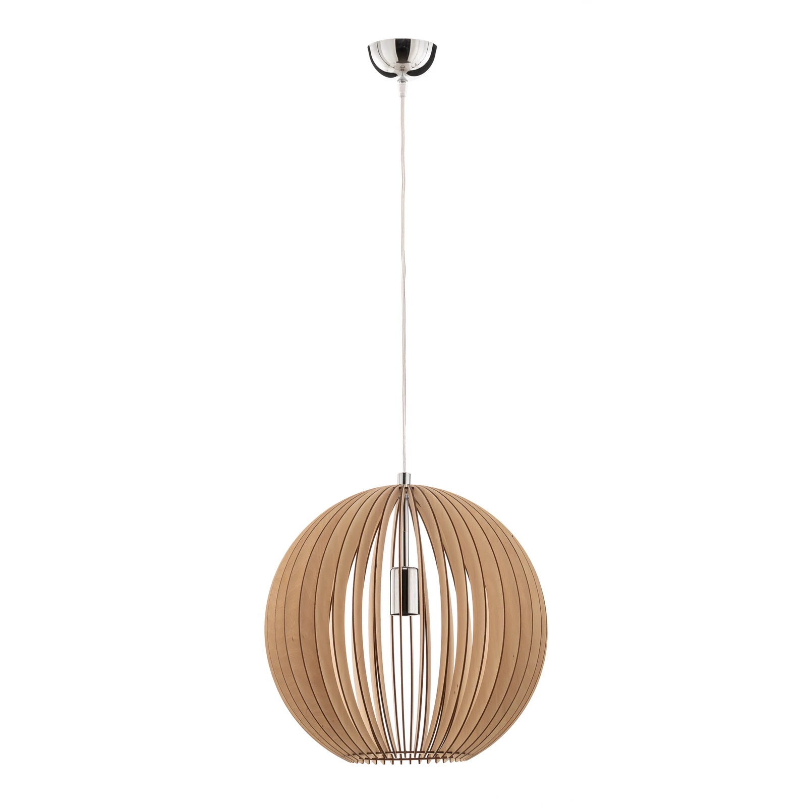 Suspension Paz en lamelles de bois Ø 42 cm, chrome