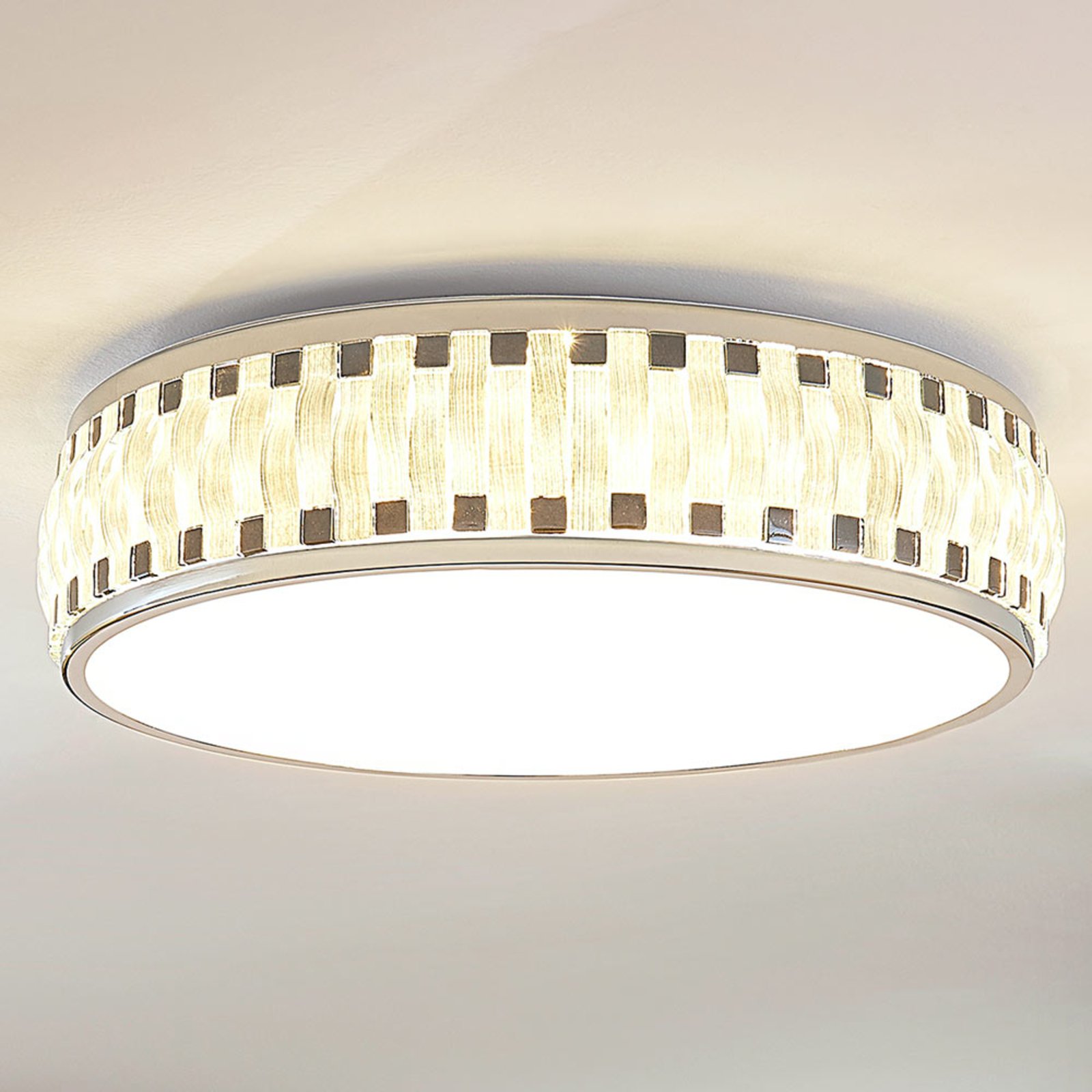 LED-Deckenleuchte Arjun mit Schmucksteinen, rund