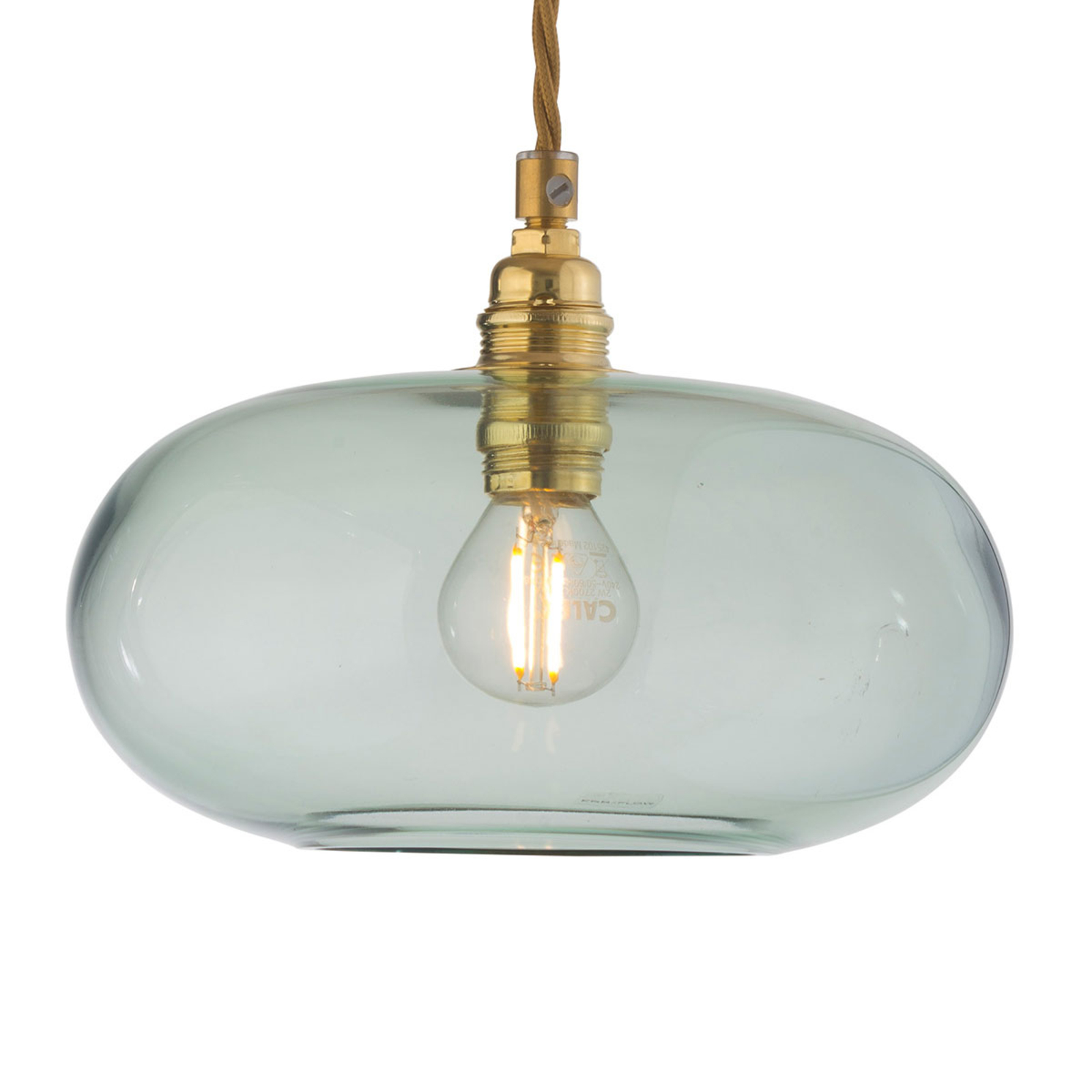 EBB & FLOW Horizon glass pendant light green Ø21cm, for Living / Dining Room, glass, metal, E14, 25 W, energy efficiency: A++, H: 14 cm