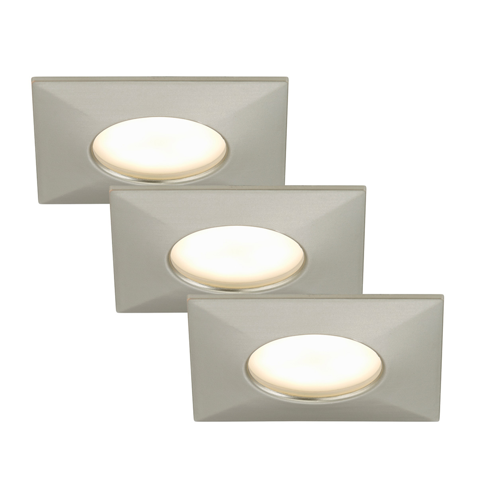 Brilonger LED recessed light Luca set of 3 IP44, matt nickel, for Living / Dining Room, plastic, 5 W, energy efficiency: A+, L: 7.5 cm, W: 7.5 cm