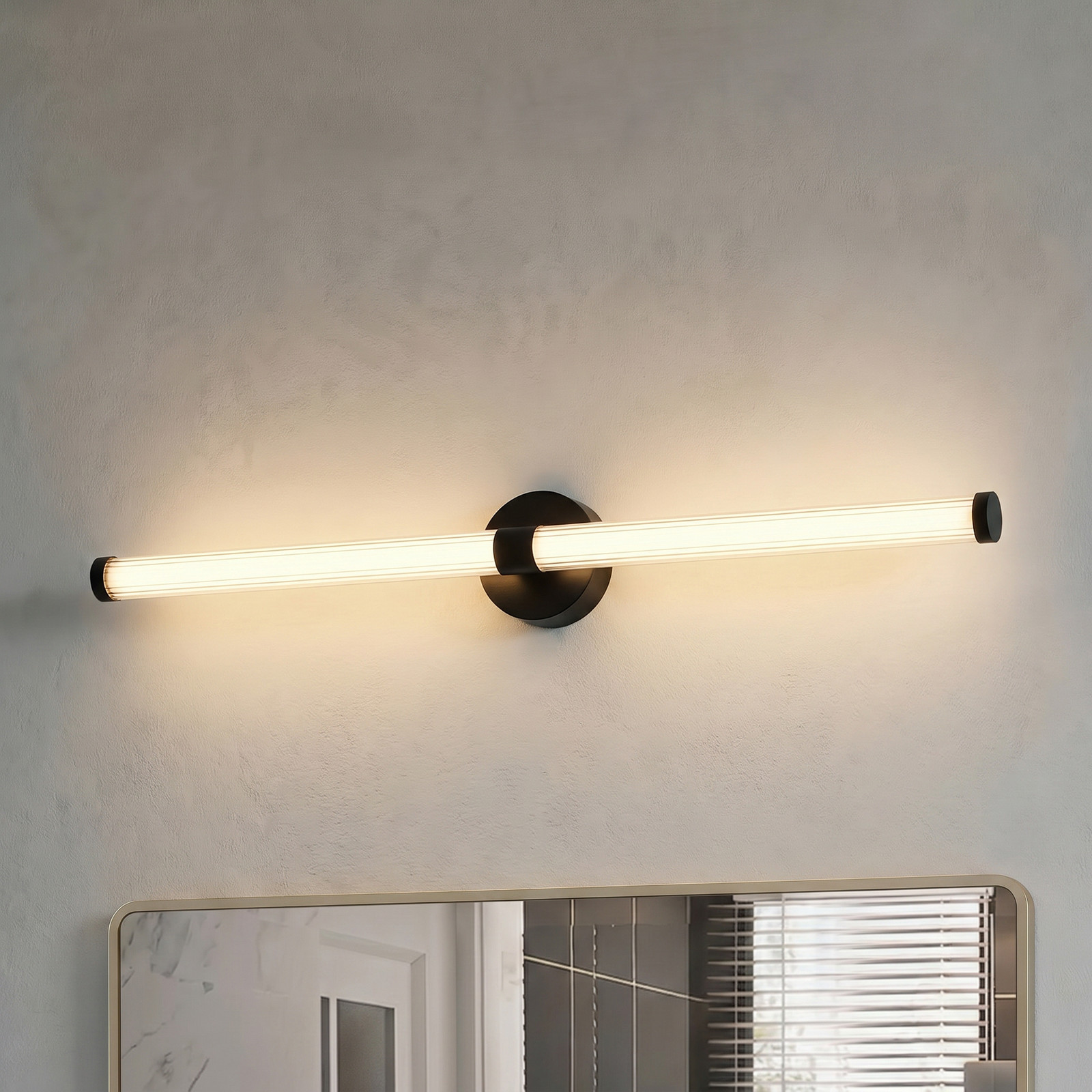 Aplică LED Lucande Melisa negru 90 cm CCT IP44 - Baie - Modern - negru alb - Sticlă