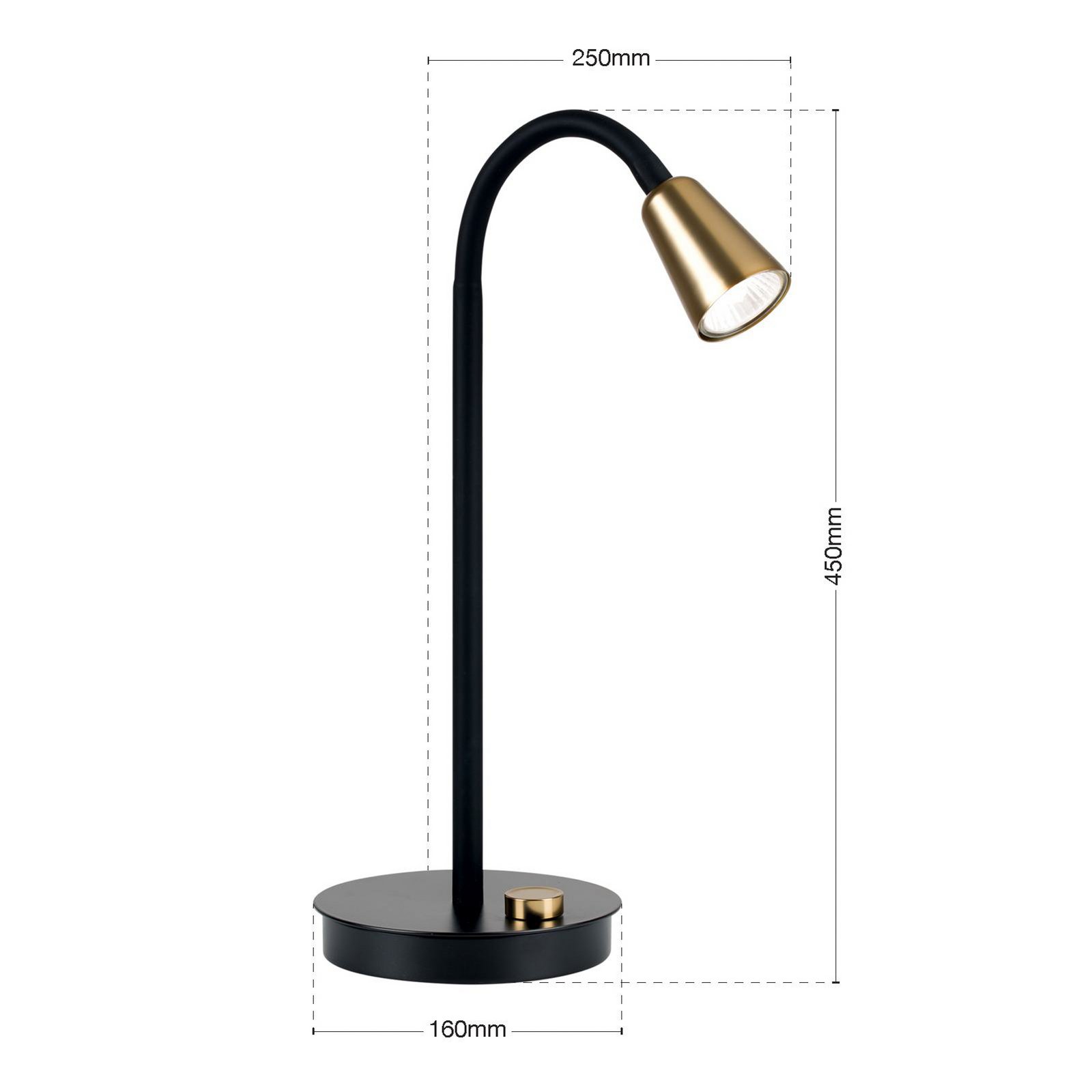 Lampada da tavolo Dotty, ottone, altezza 45 cm, base, dimmerabile, GU10