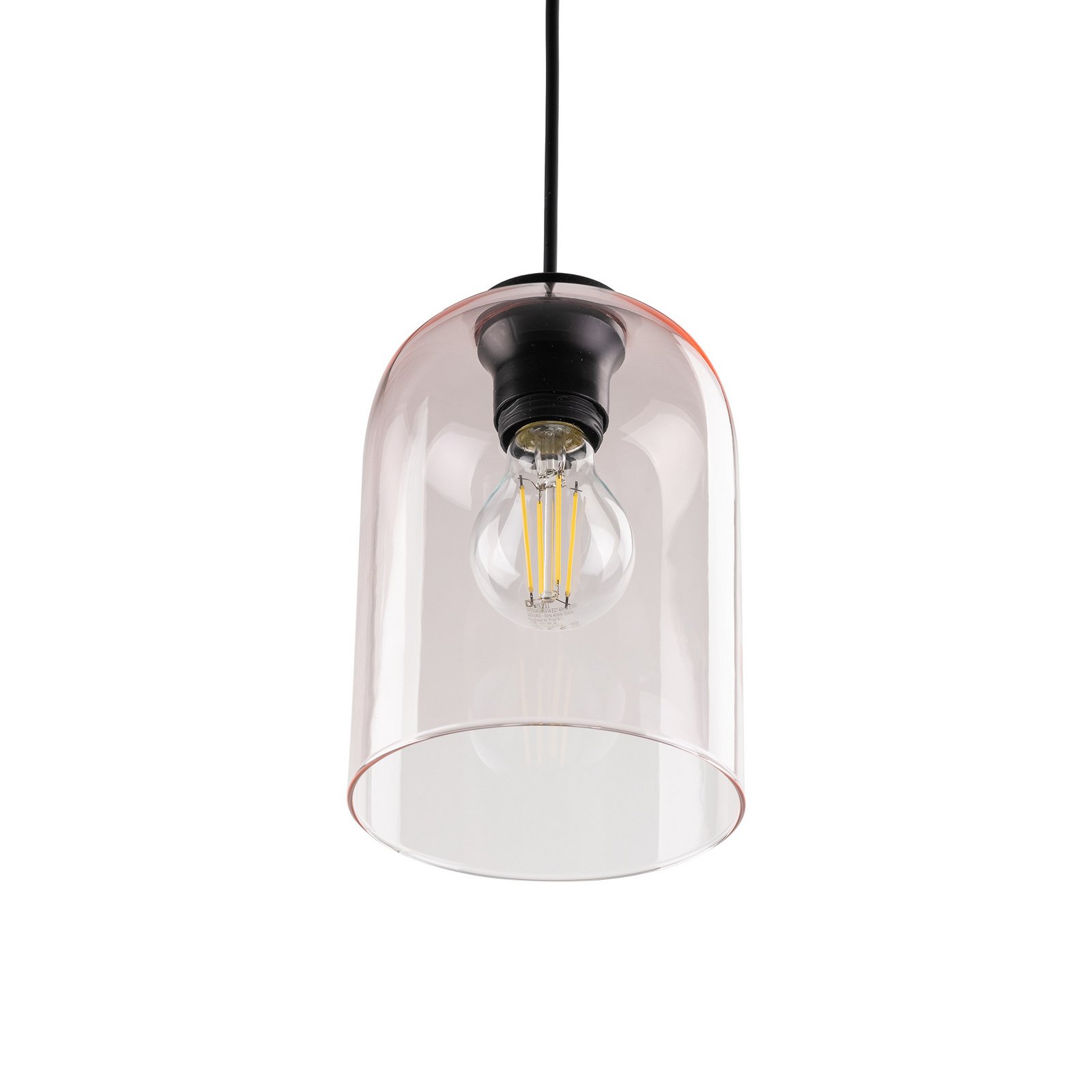Molly hänglampa, rosa, Ø 14 cm, metall/glas