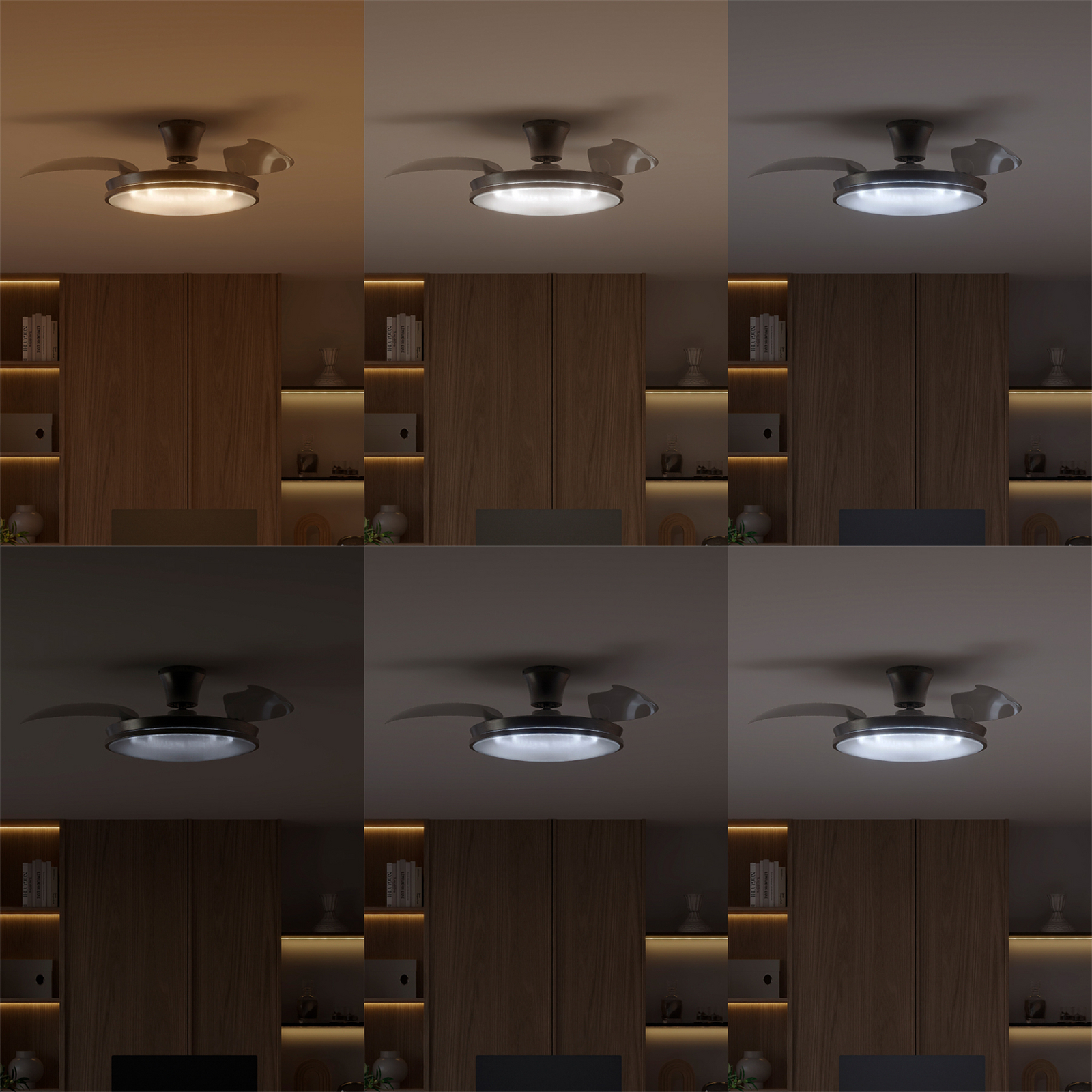Wentylator sufitowy LED Philips Atlas, niklowy, cichy, CCT