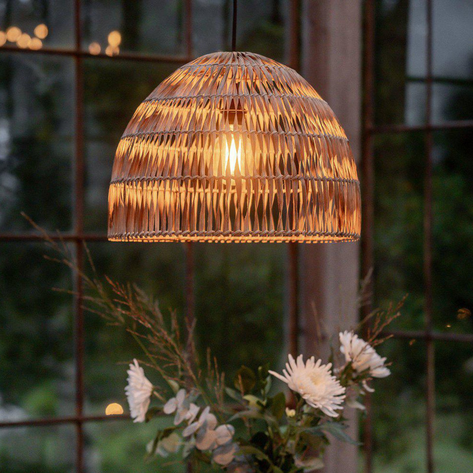 PR Home outdoor hanging light Lace, Ø 46 cm, UK plug, natural