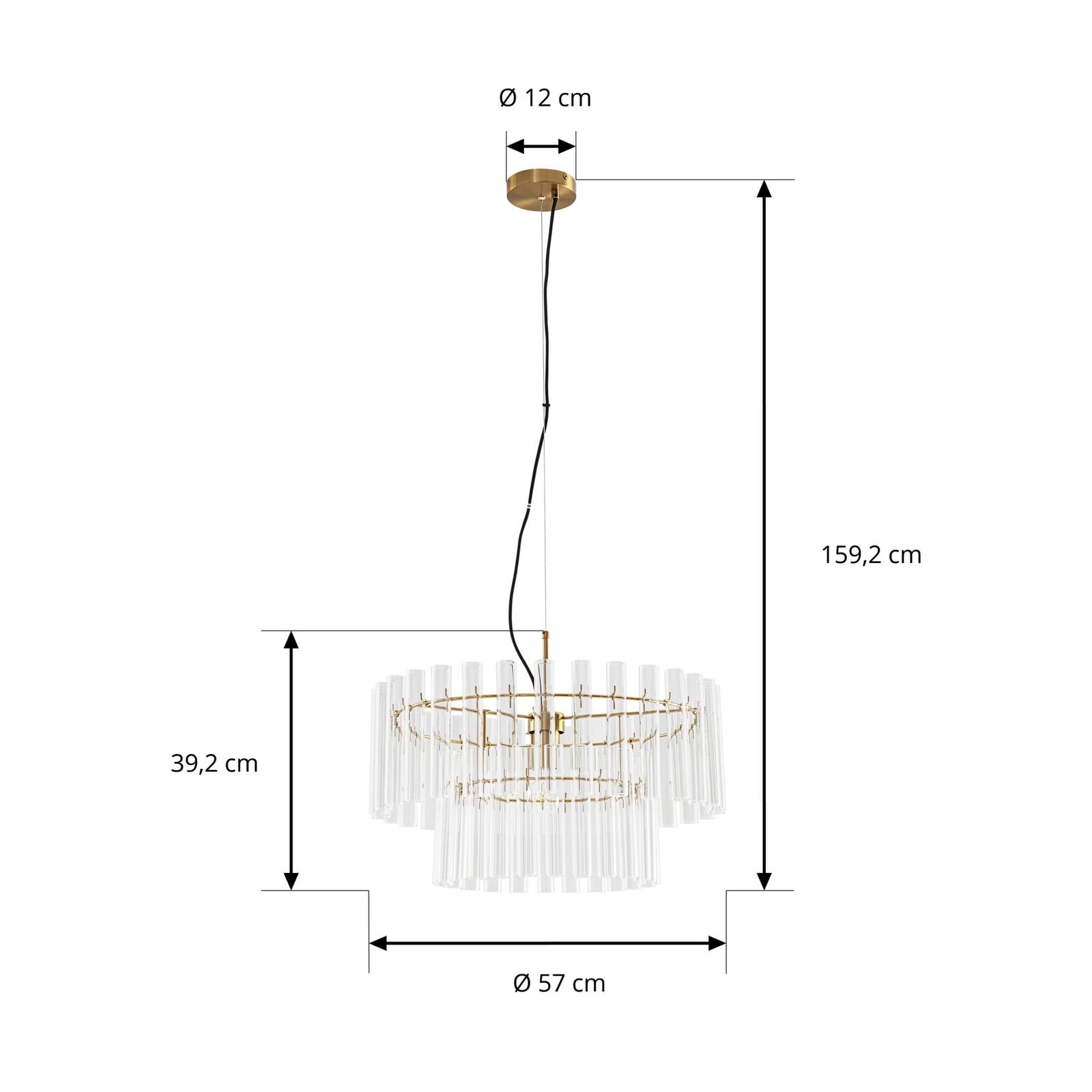 Leanna hengelampe, klar/messing, Ø 54 cm, glass – Lucande Leanna hengelampe, klar/messing, Ø 54 cm, glass – Lucande