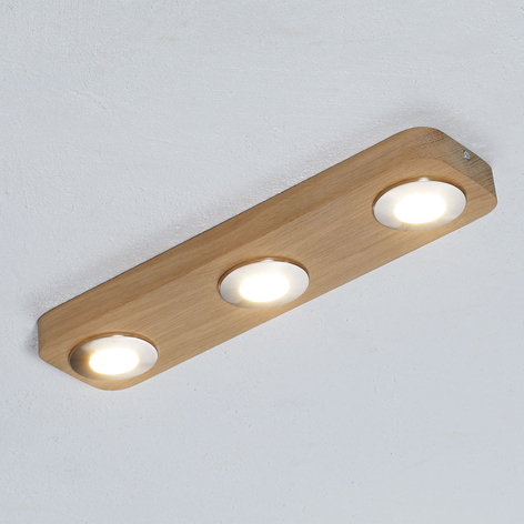 Längliche Holz-Deckenleuchte Sunniva mit LEDs