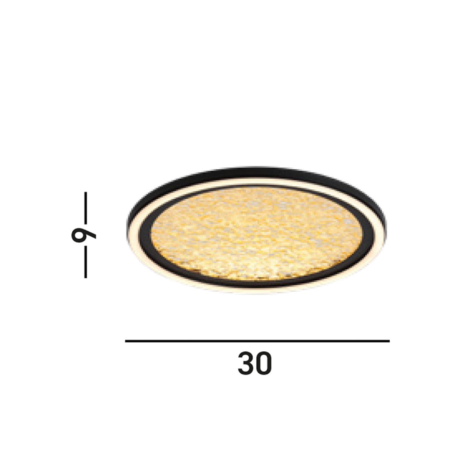 LED-Deckenlampe Luna, Ø 30 cm, schwarz/goldfarben, Metall