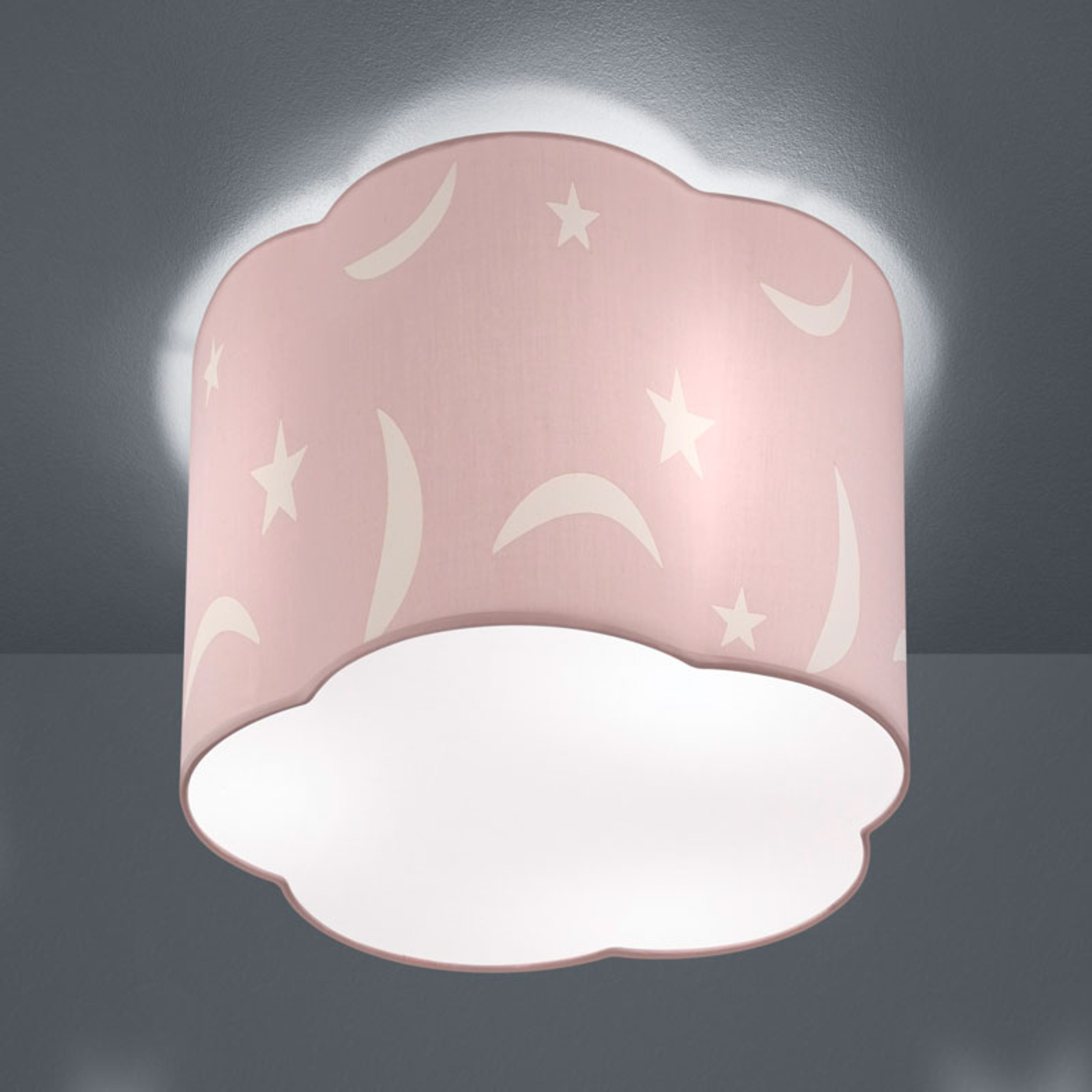 Trio Lighting Moony ceiling light 25 cm pastel pink, for Children's Room, fabric, E27, 42 W, energy efficiency: A++, H: 20.5 cm