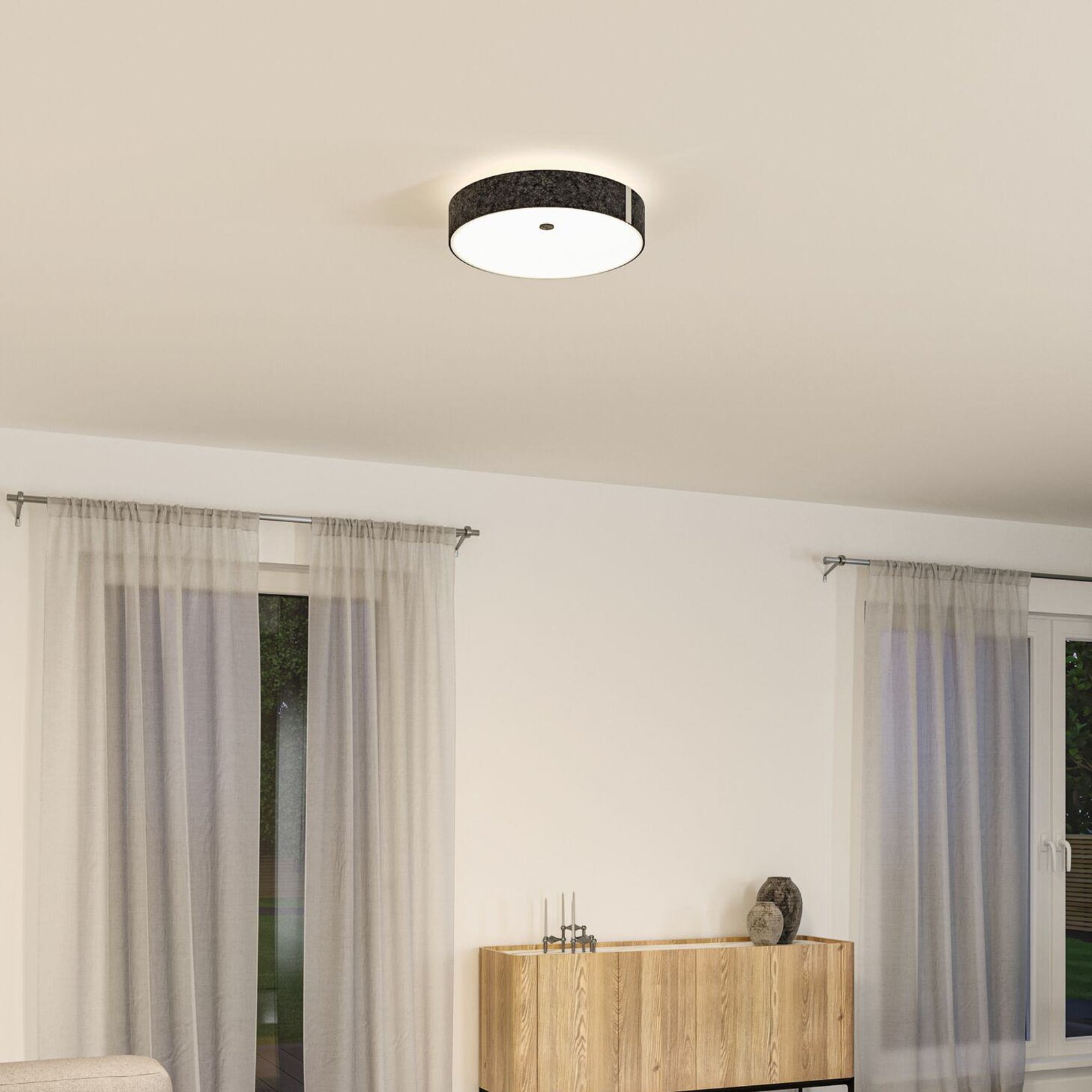 Paulmann LED-loftslampe Malika, antracit, filt, 3-trins-dæmpning