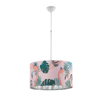 Flamingo hanging light, colourful fabric lampshade