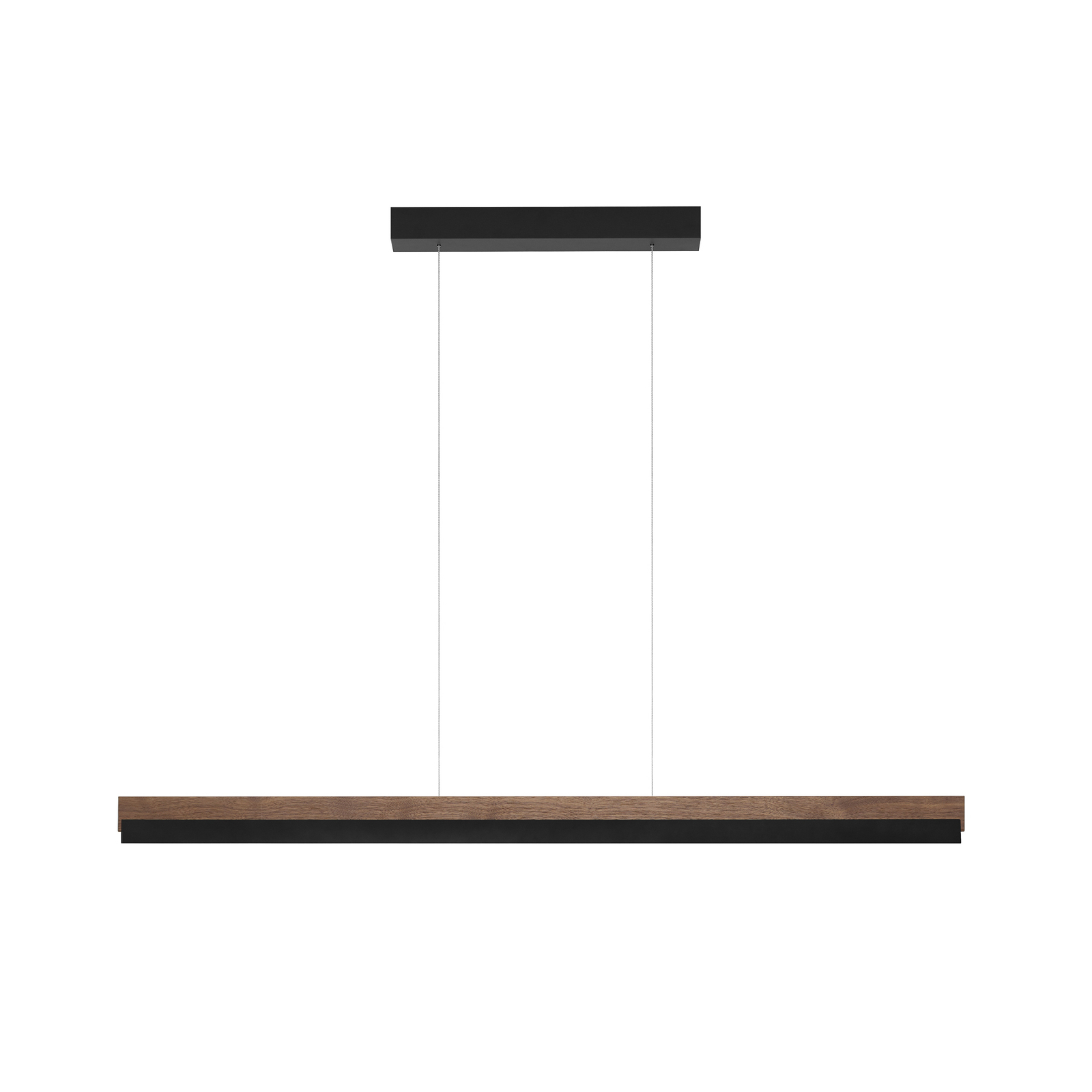Quitani LED-Hängelampe Keijo, schwarz/nuss, 123 cm