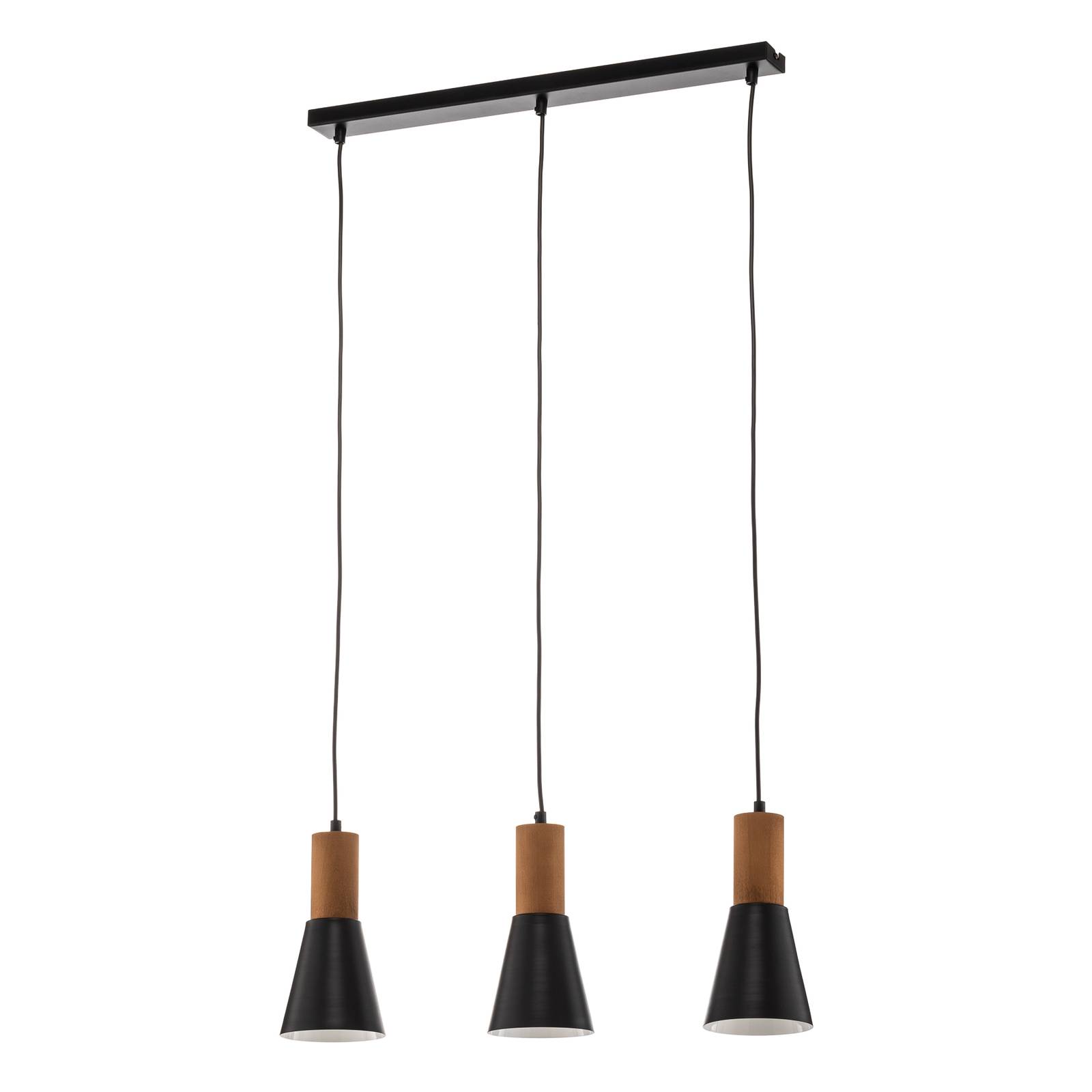 Suspension Esma noire à trois lampes poutre