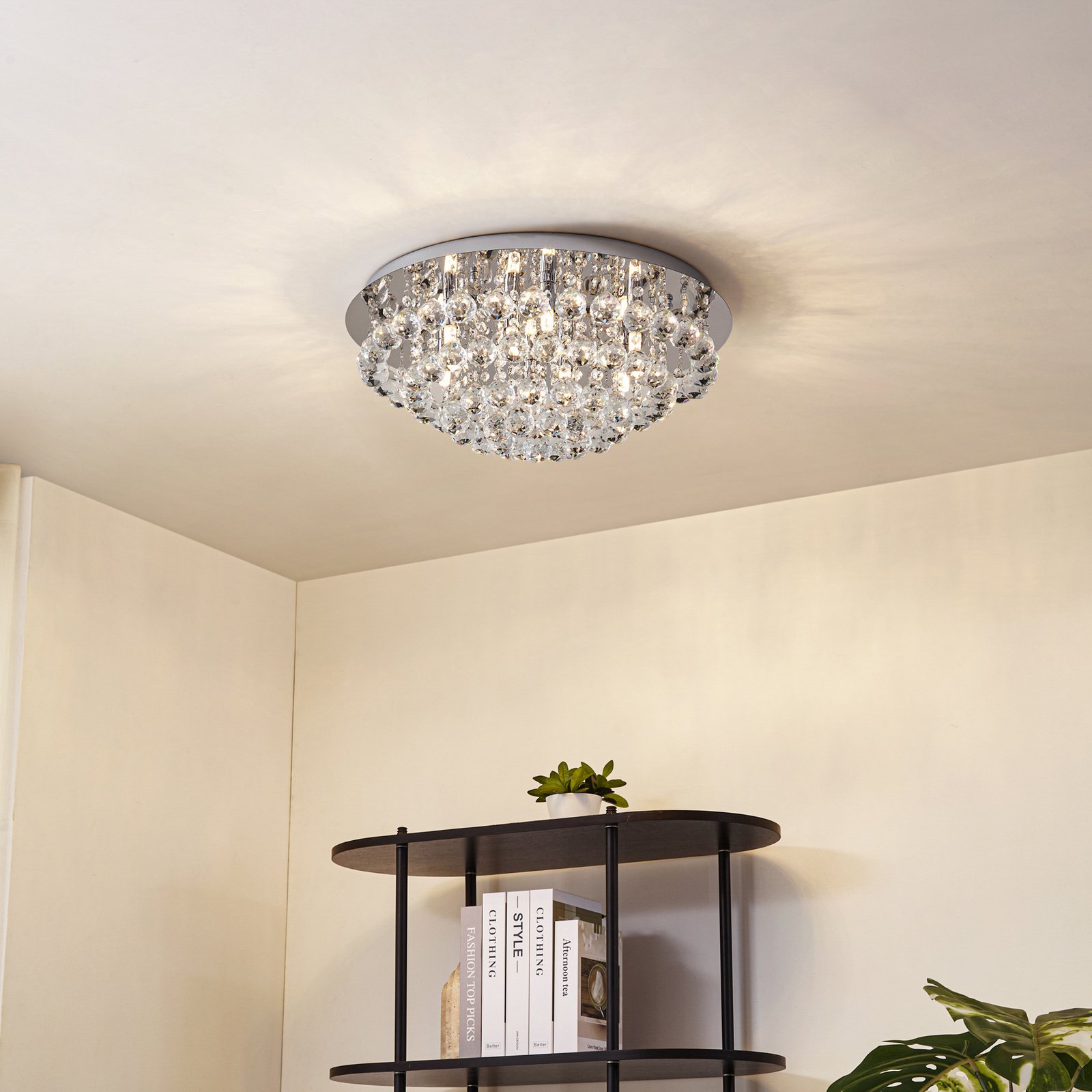 Lindby Deckenleuchte Antonino, Ø 55 cm, 8-flg., Kristall, G9