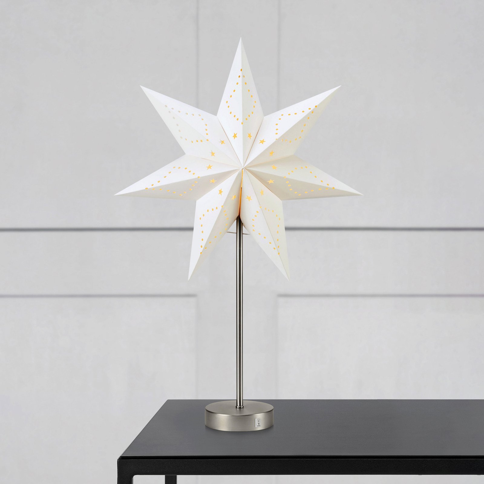 Mathilda LED standing star nickel/white battery