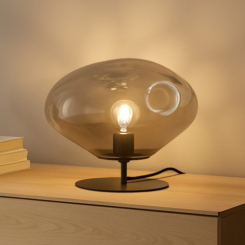 Lindby Lelia Bordslampa Ø35 Røyk, grå från Lindby