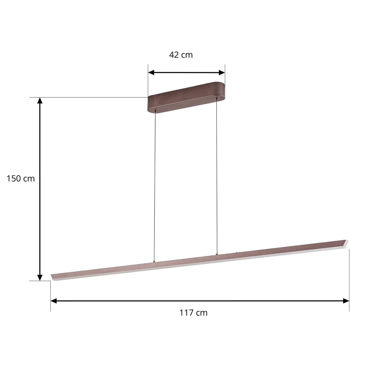 Suspension LED Solvar, 158 cm, marron, CCT, à intensité variable - Lucande Suspension LED Solvar, 158 cm, marron, CCT, à intensité variable - Lucande