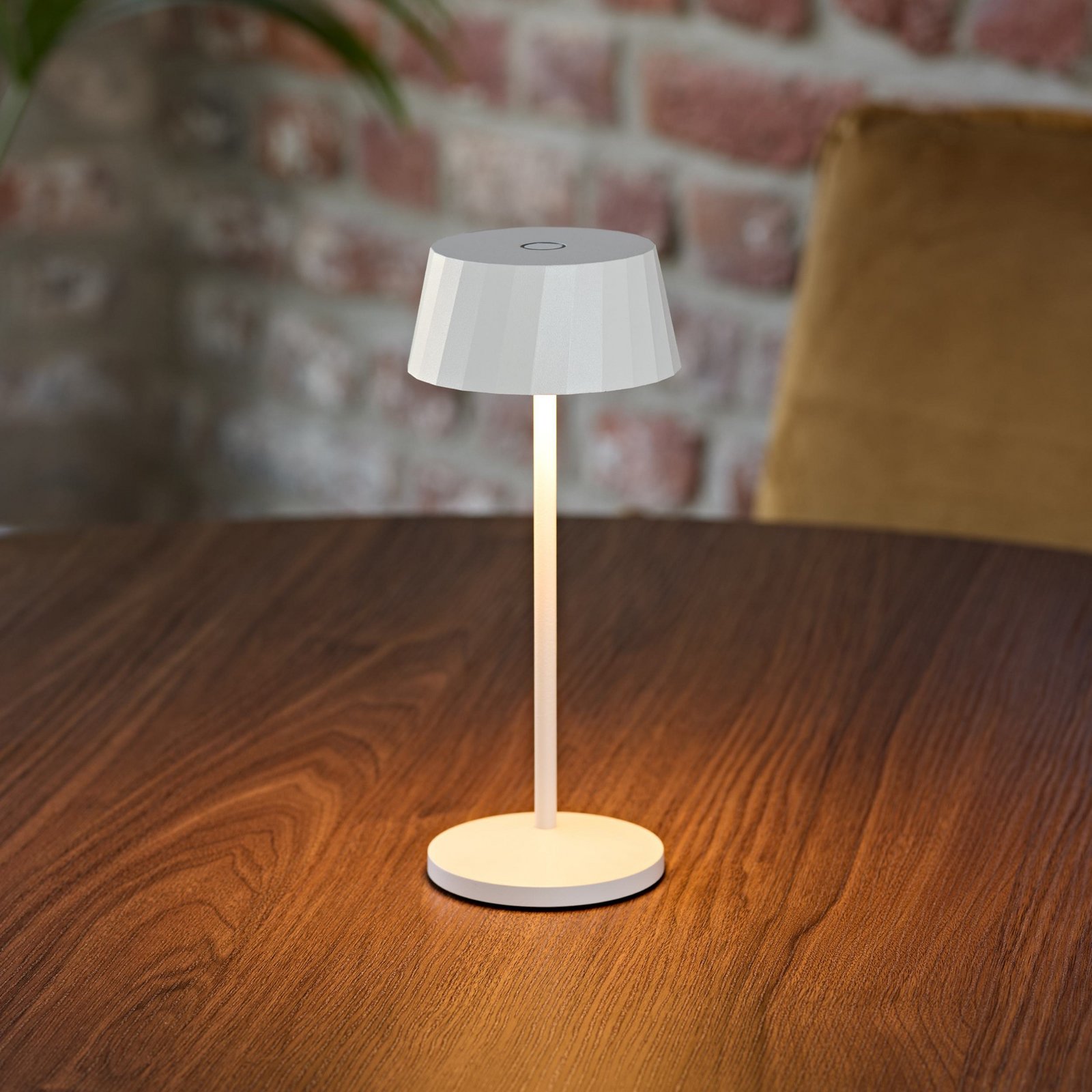LED újratölthető asztali világítás Facetta, fehér, 22 cm, fém, CCT IP44