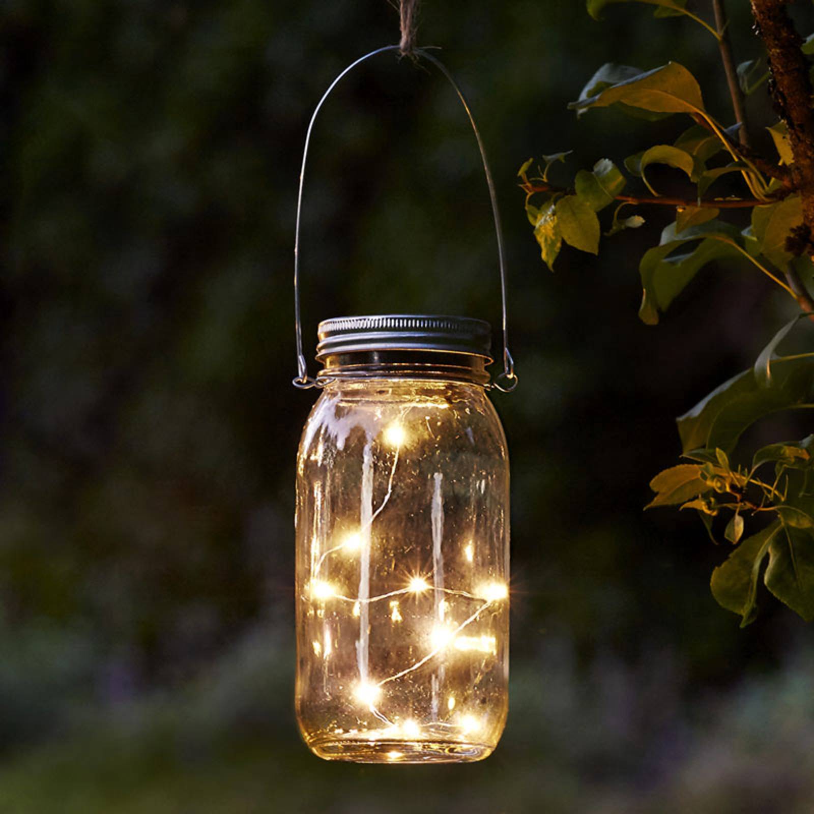 STAR TRADING Belle lampe solaire décorative en verre Jamjar