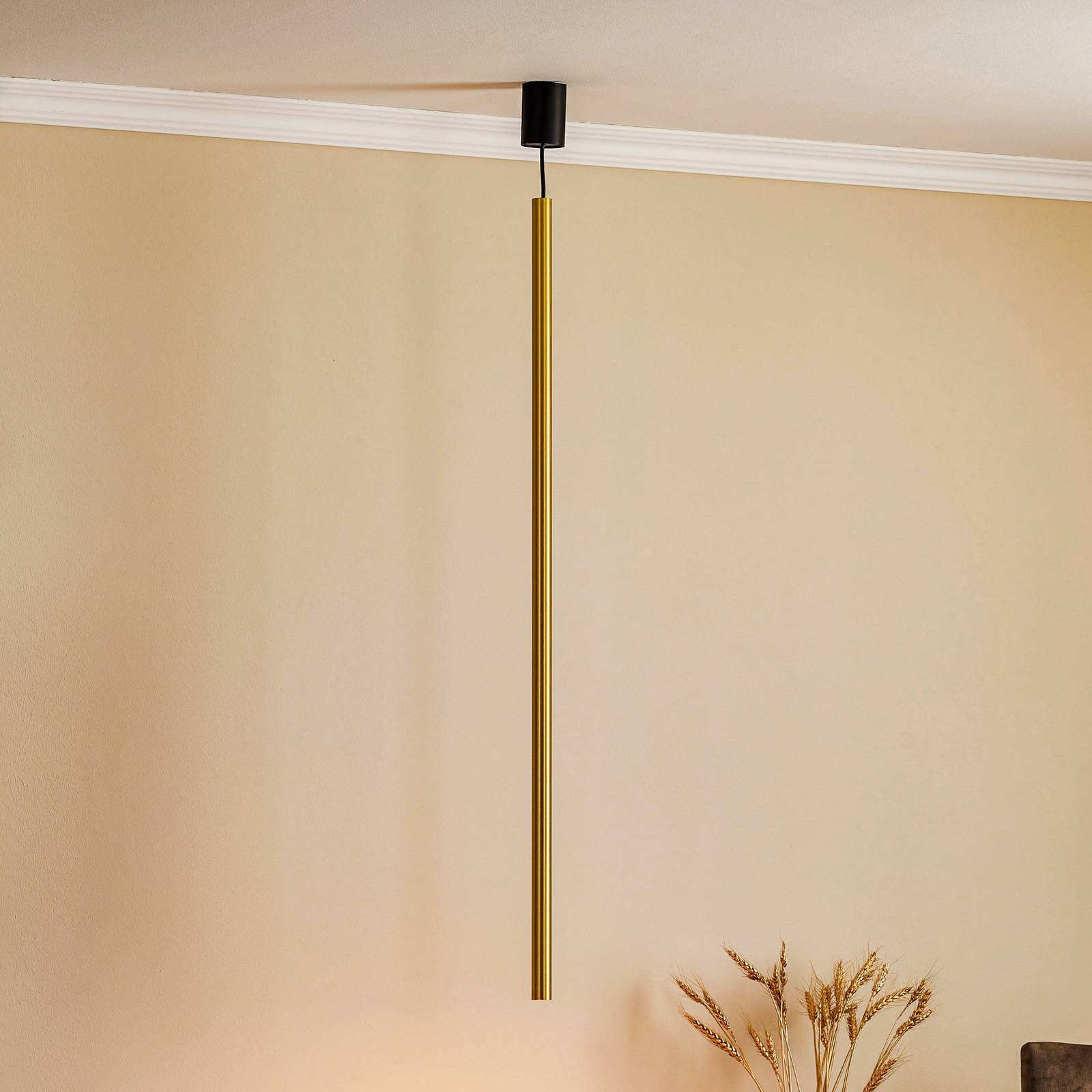 Lampa wisząca Laser 1-pkt. mosiądz klosz 100cm