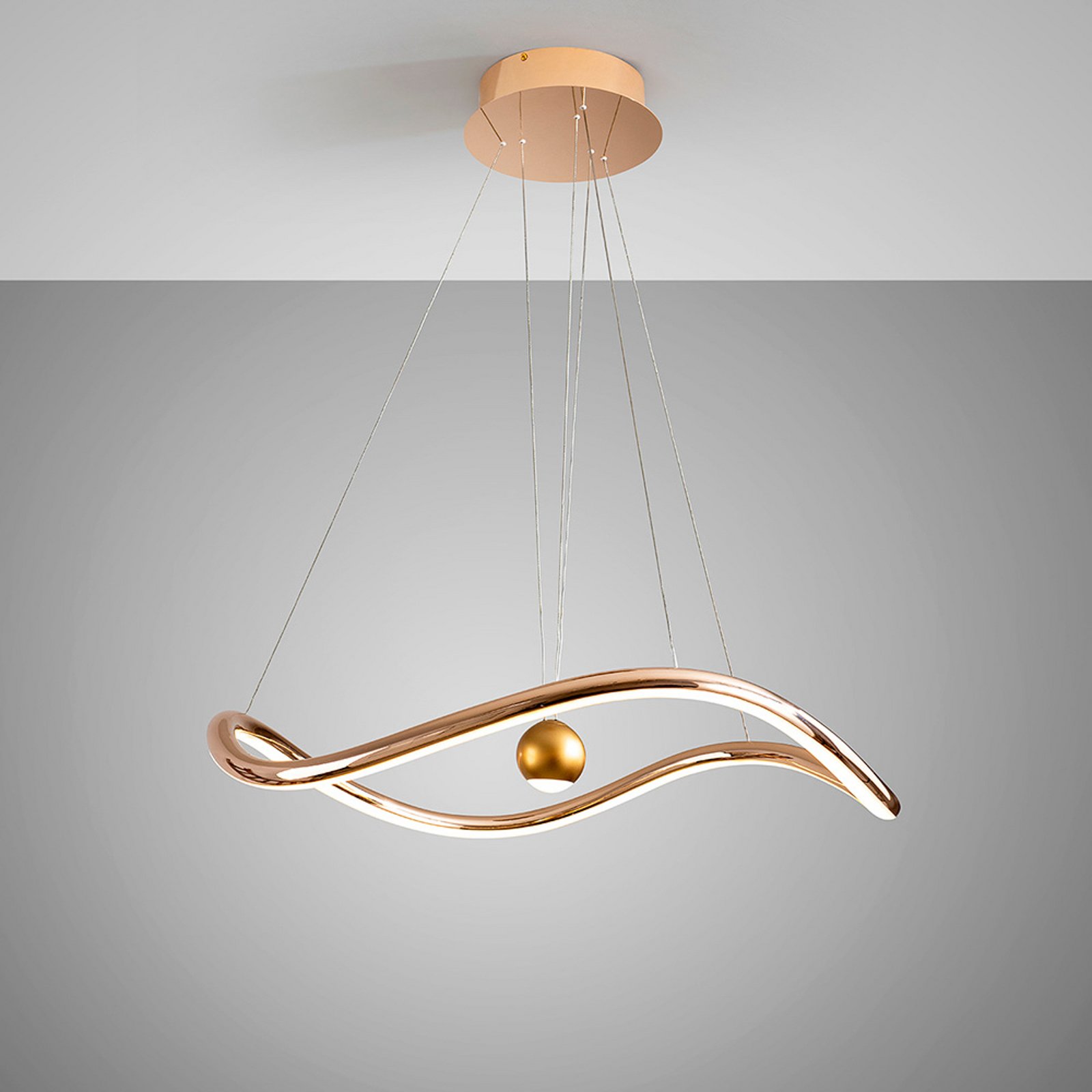 Inteligentné LED závesné svietidlo Romina, Ø 78 cm, zlatá farba kov CCT