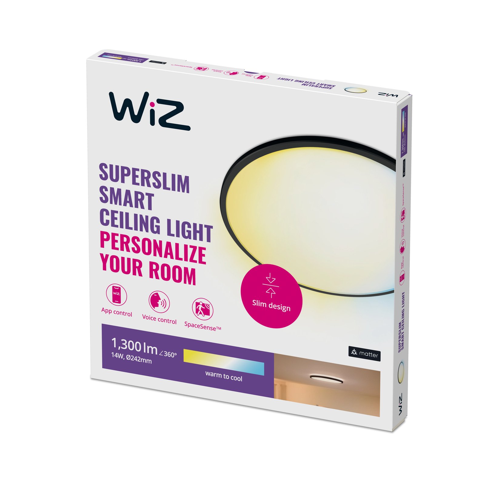SuperSlim WiZ Deckenleuchte 14W Black - WiZ