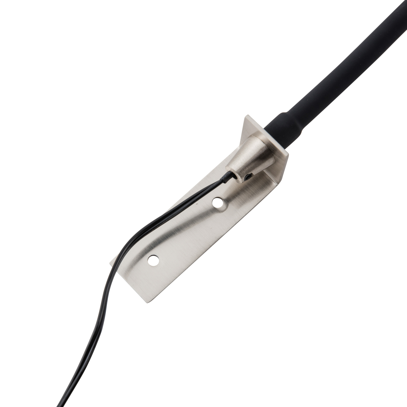 Lindby Flexola LED leeslamp, nikkel, rond, ijzer, stekker