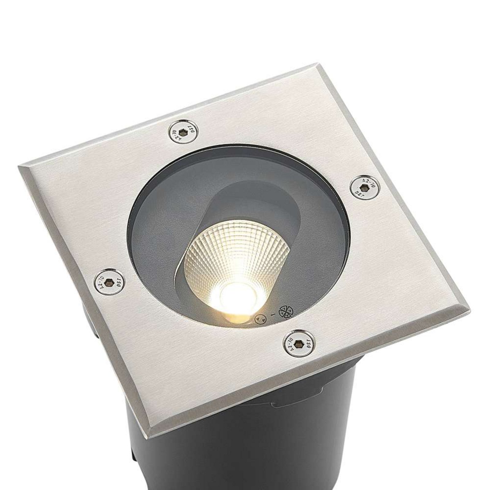 Doris LED Square Recessed Ground Spot Steel - Lucande