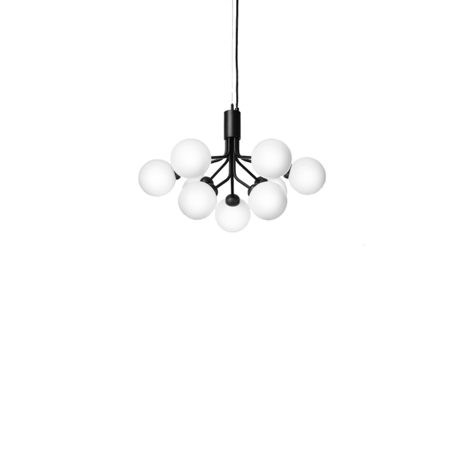 Apiales 9 Chandelier Satin Negro/Ópalo Blanco - Nuura