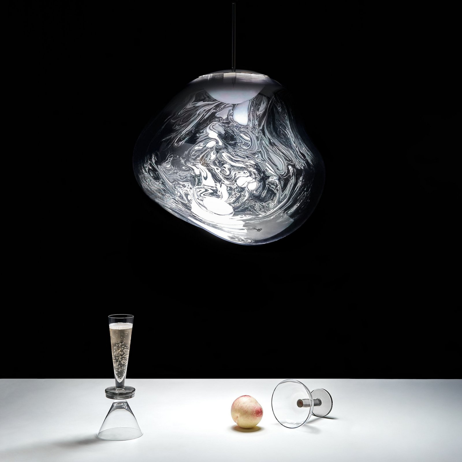 Tom Dixon lámpara colgante LED Melt, Ø 50 cm, cromo, plástico