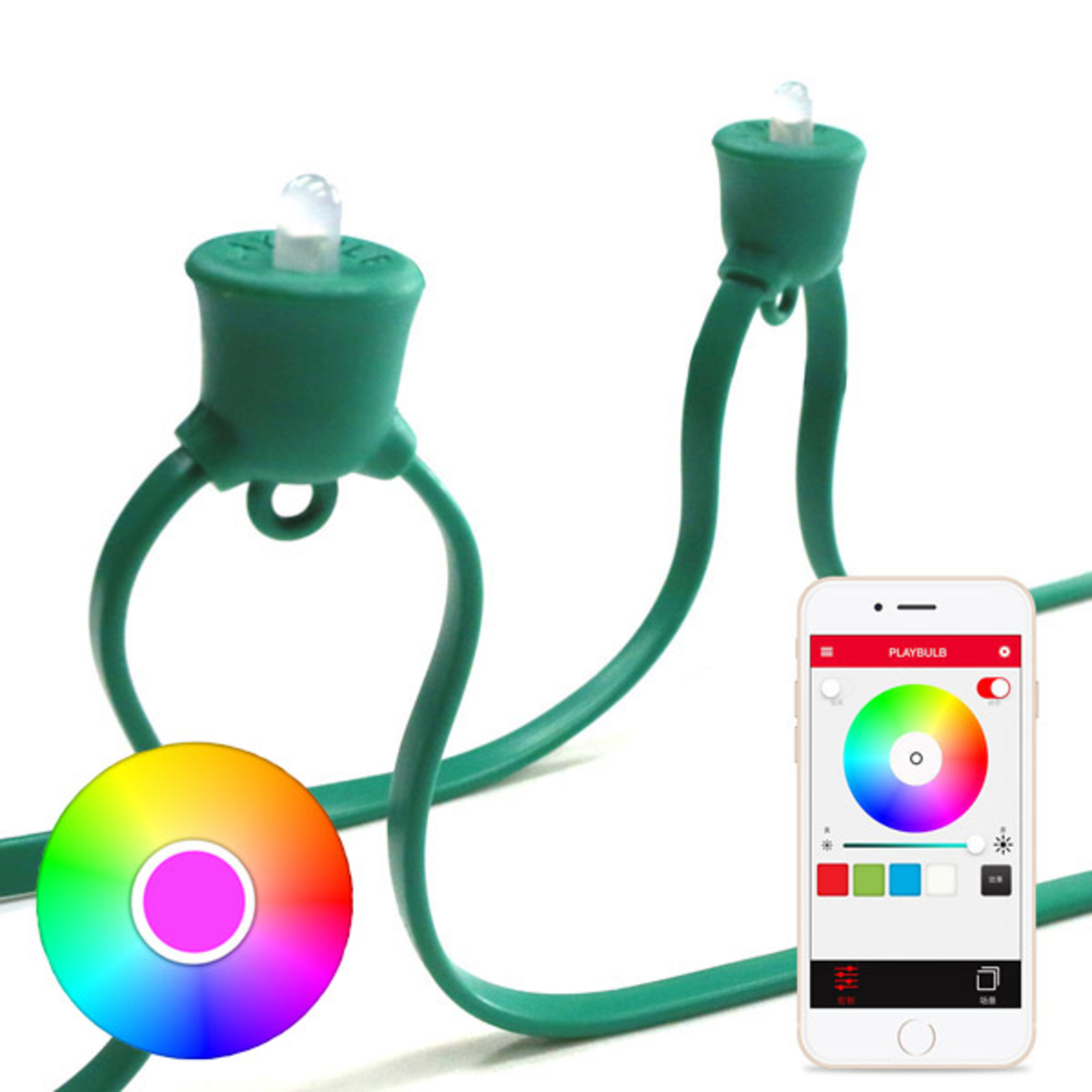 MiPow Playbulb String cadena LED, base, verde
