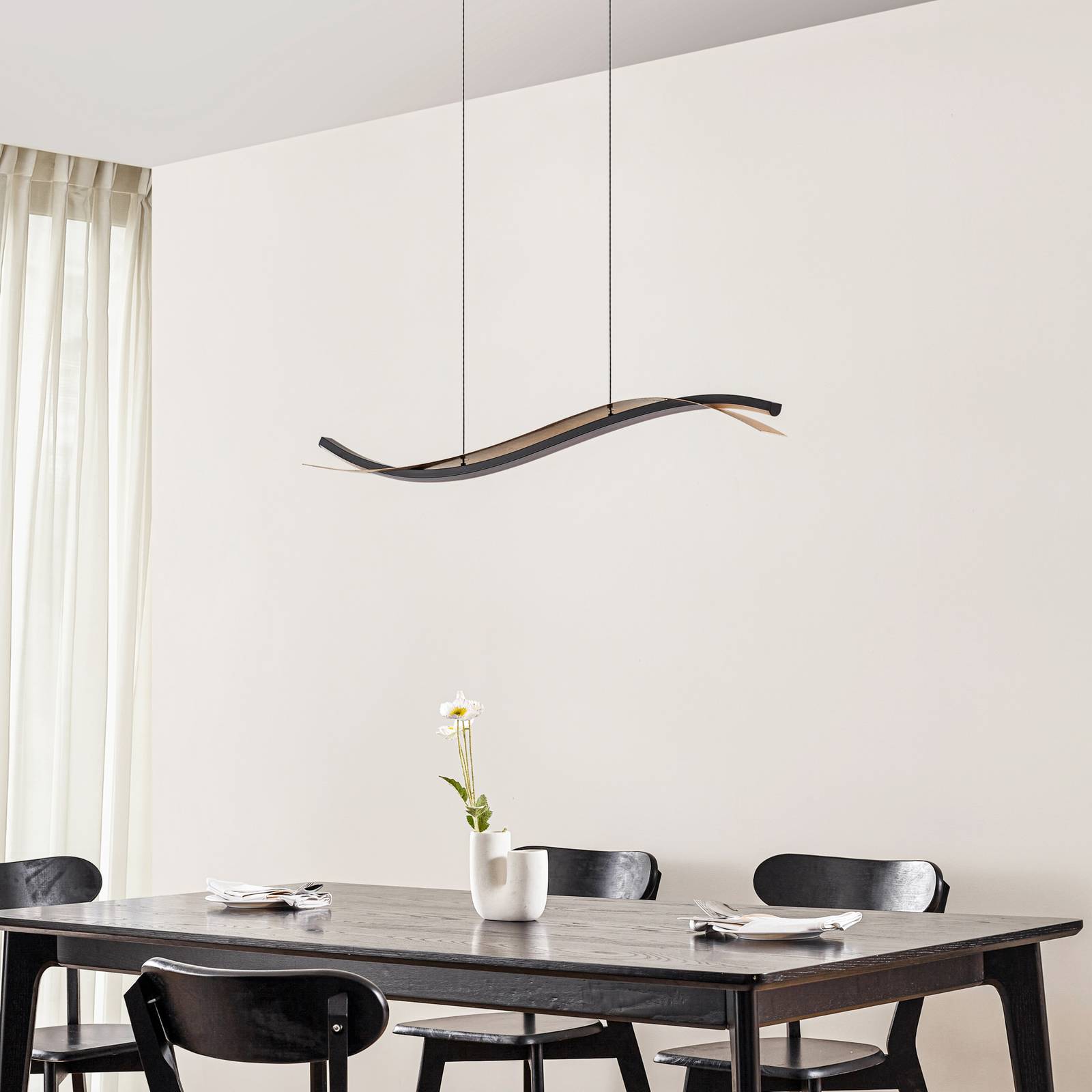 Lucande Żyrandol LED Alevia, czarny/złoty, CCT