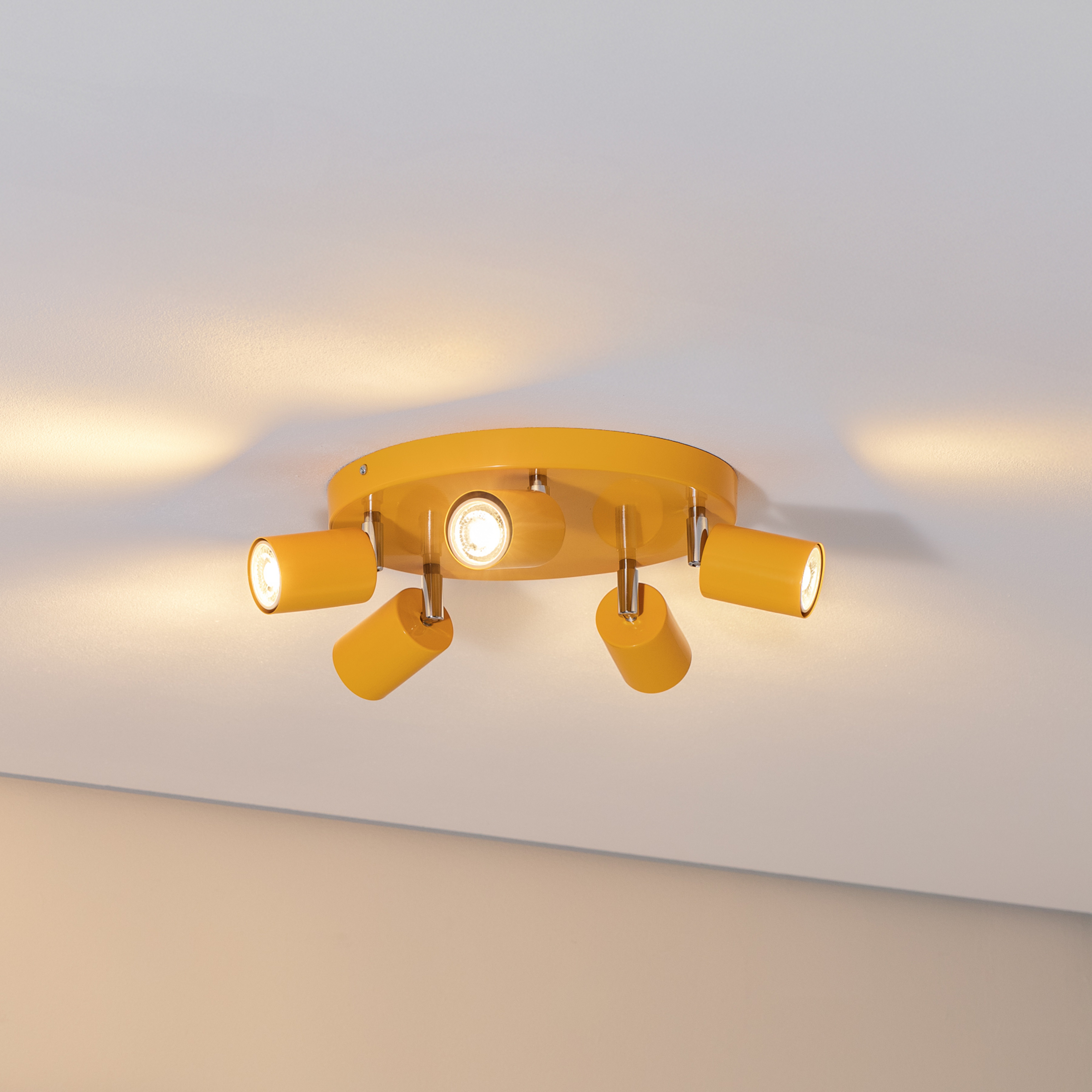 Projetor de teto Fun, amarelo, Ø 30 cm, ajustável, GU10