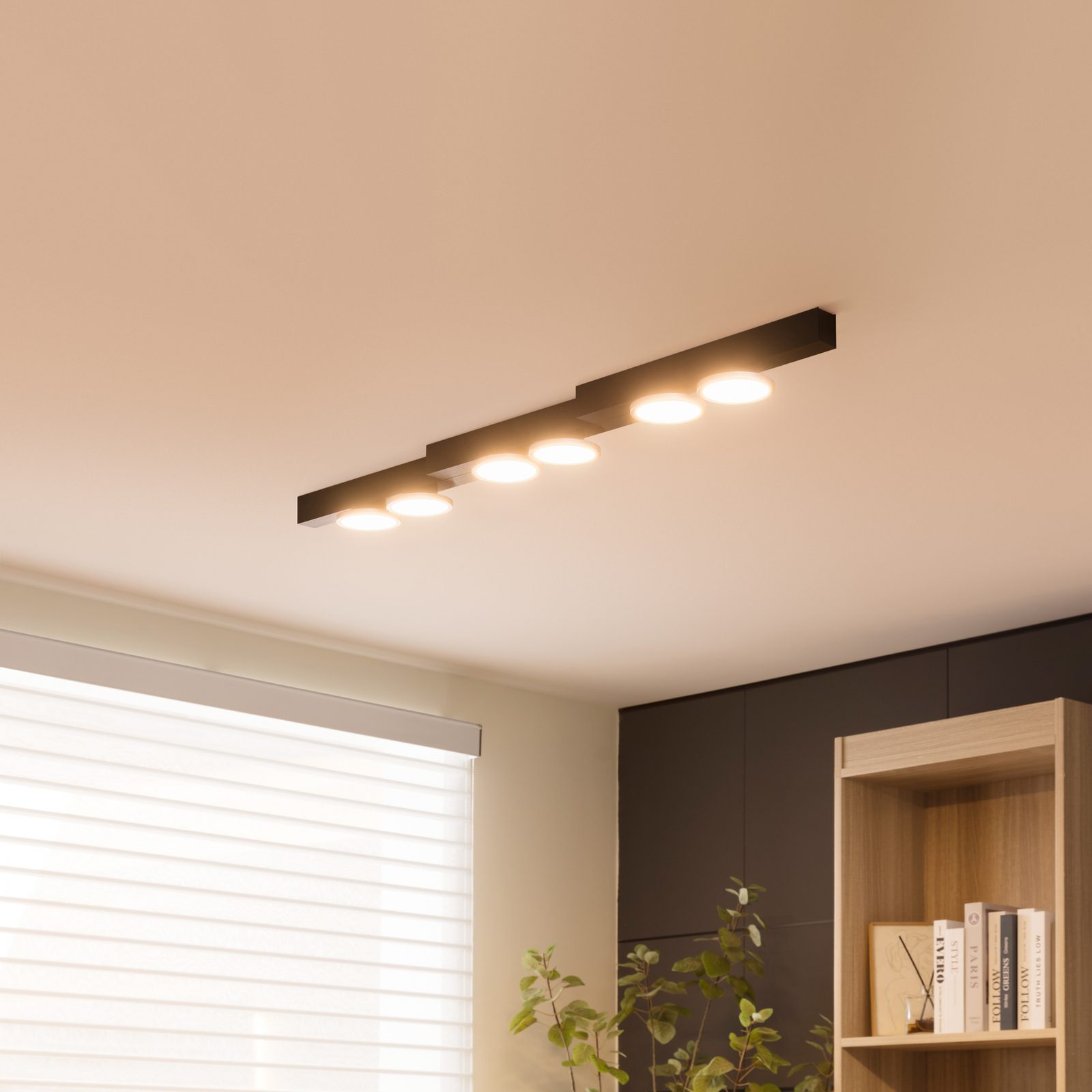 Lucande Kellino ceiling light, 6-bulb, black